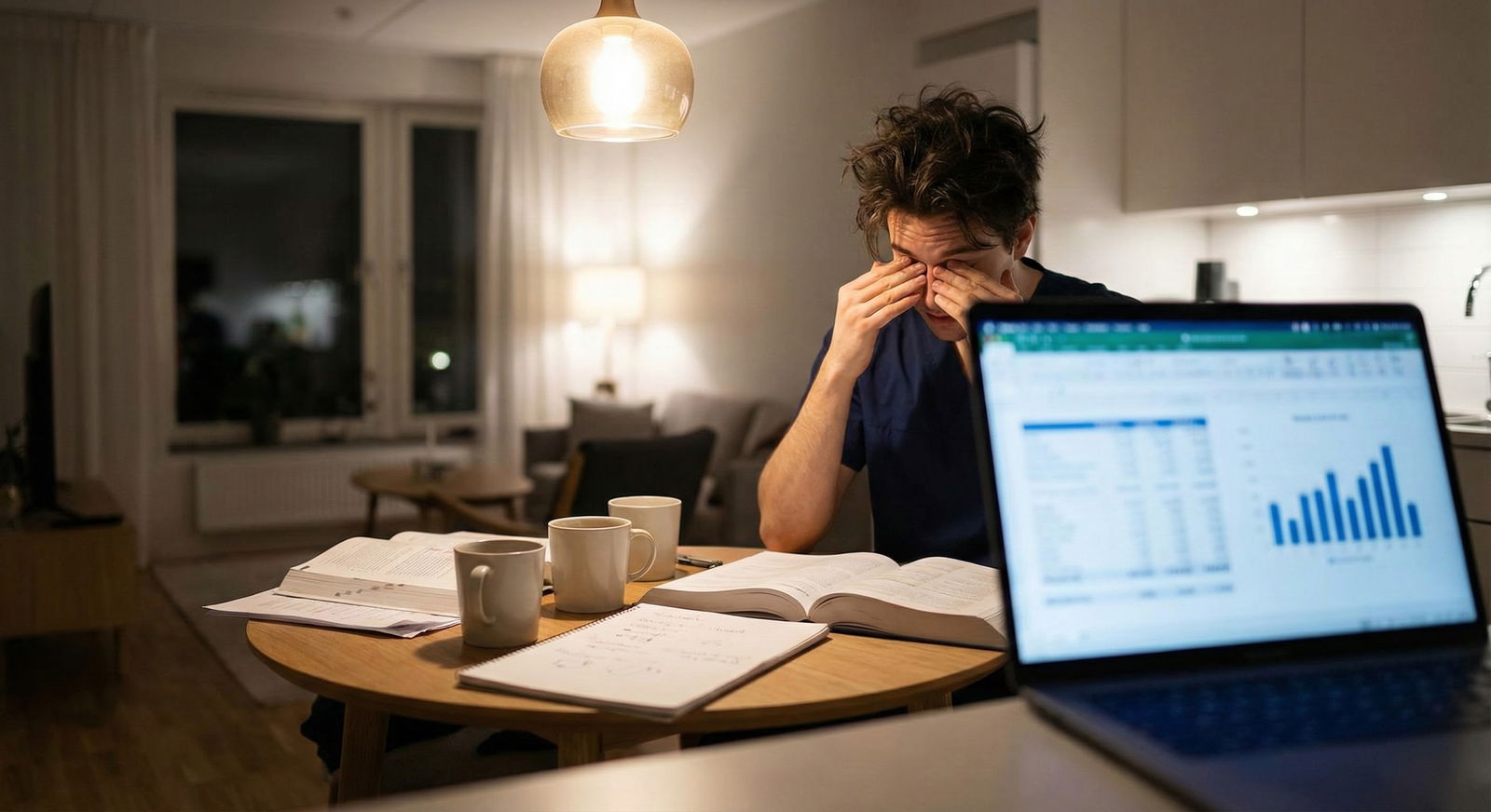 Osteopathic medical student reviewing COMLEX and USMLE score reports while preparing ERAS residency application -  for Do ACG