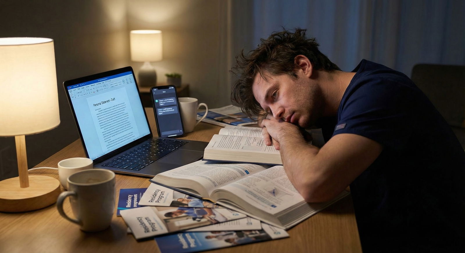 Medical resident writing a personal statement on a laptop in a quiet workspace -  for Should You Mention Specific Programs in