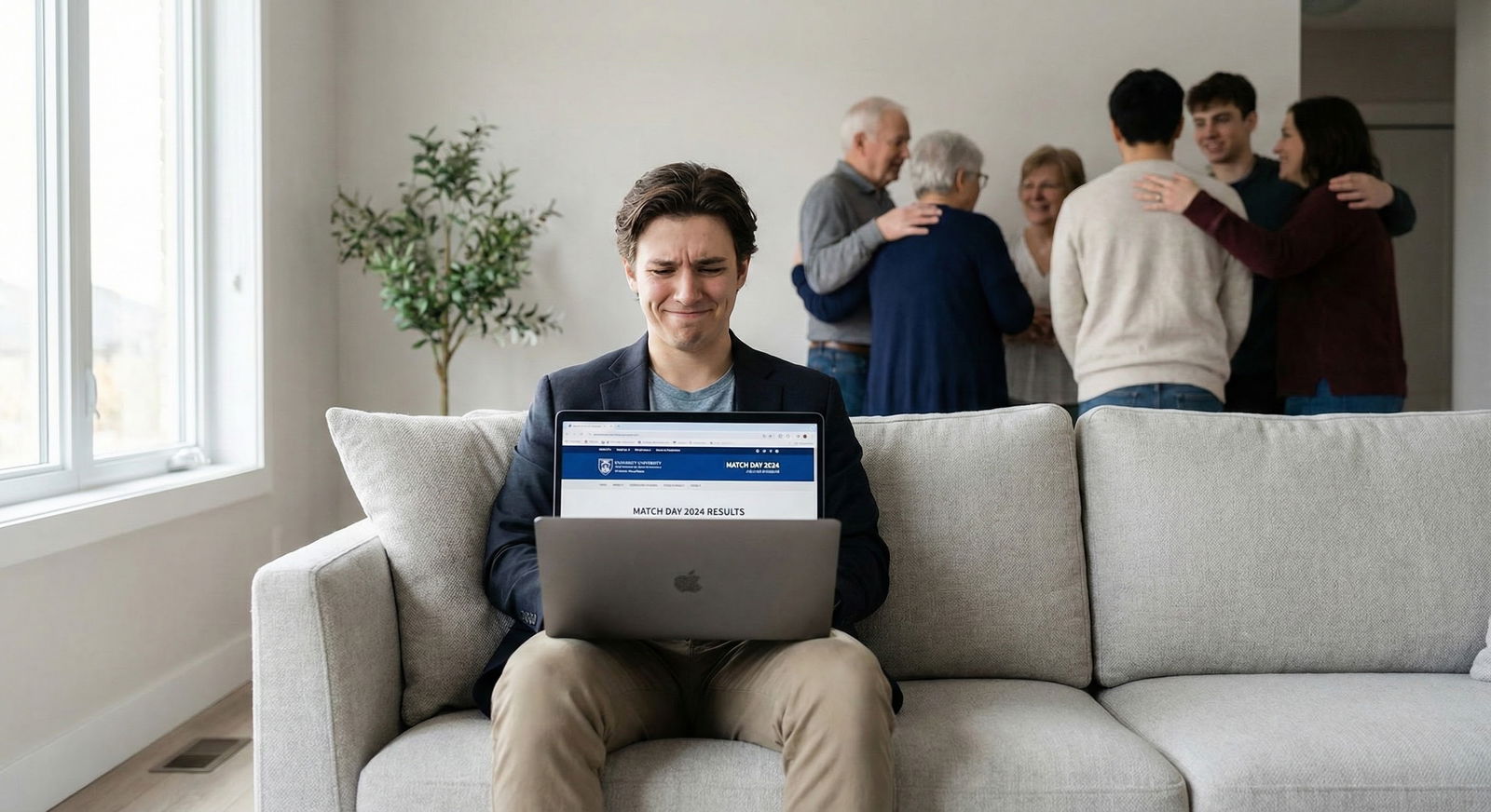 Resident reviewing NRMP rank list statistics on laptop -  for Rank List Length vs Match Probability: What NRMP Data Recommend