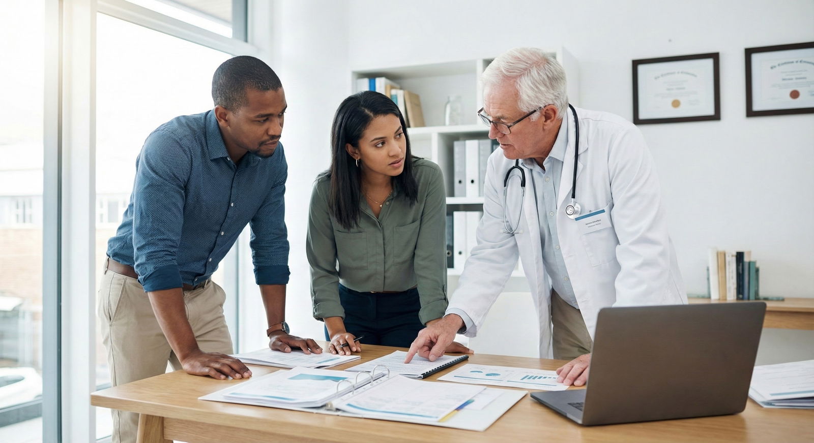 Residents walking together outside a hospital campus at dusk -  for Is Couples Match Worth It If Our Specialties Rarely Co-Lo