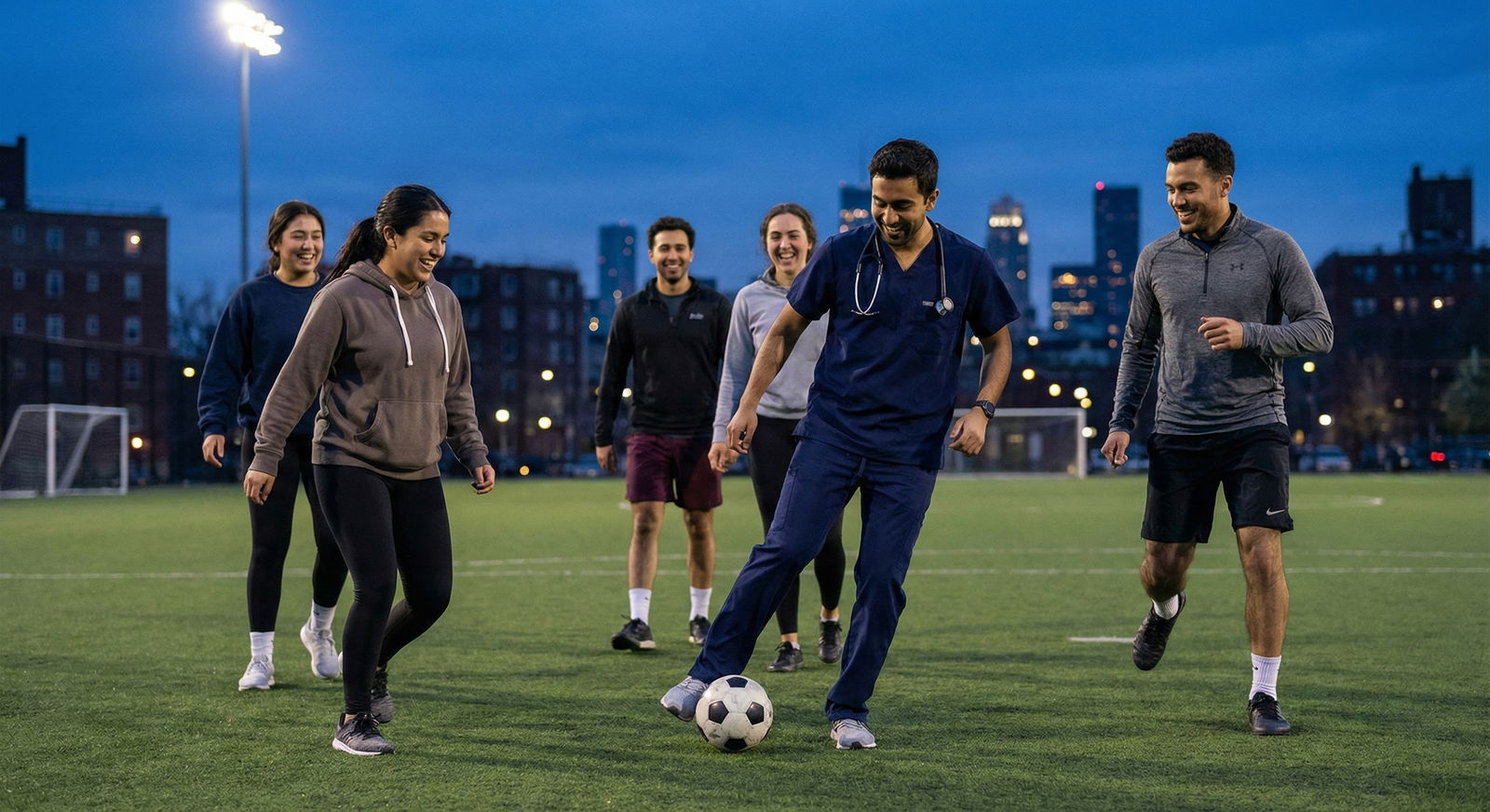 Medical student in a casual sports league -  for When You Can’t Go Home for Support: Building a Local Mental Safety Net