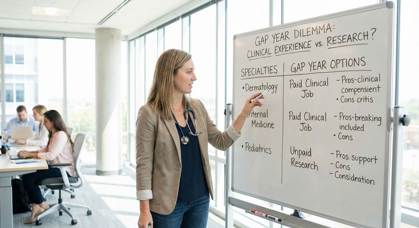 Medical student mapping specialty choices and gap year options -  for Is a Paid Clinical Job or Unpaid Research Better for My