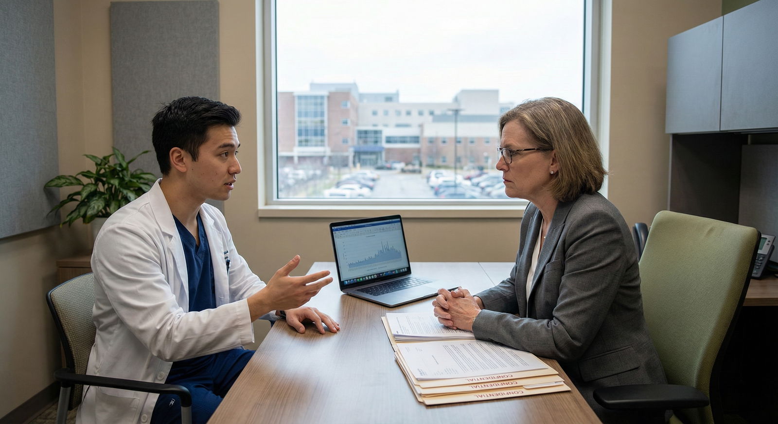 Medical trainee using adaptive technology in a hospital setting -  for Do Accommodations Mean You’re ‘Less Competent’? Eviden