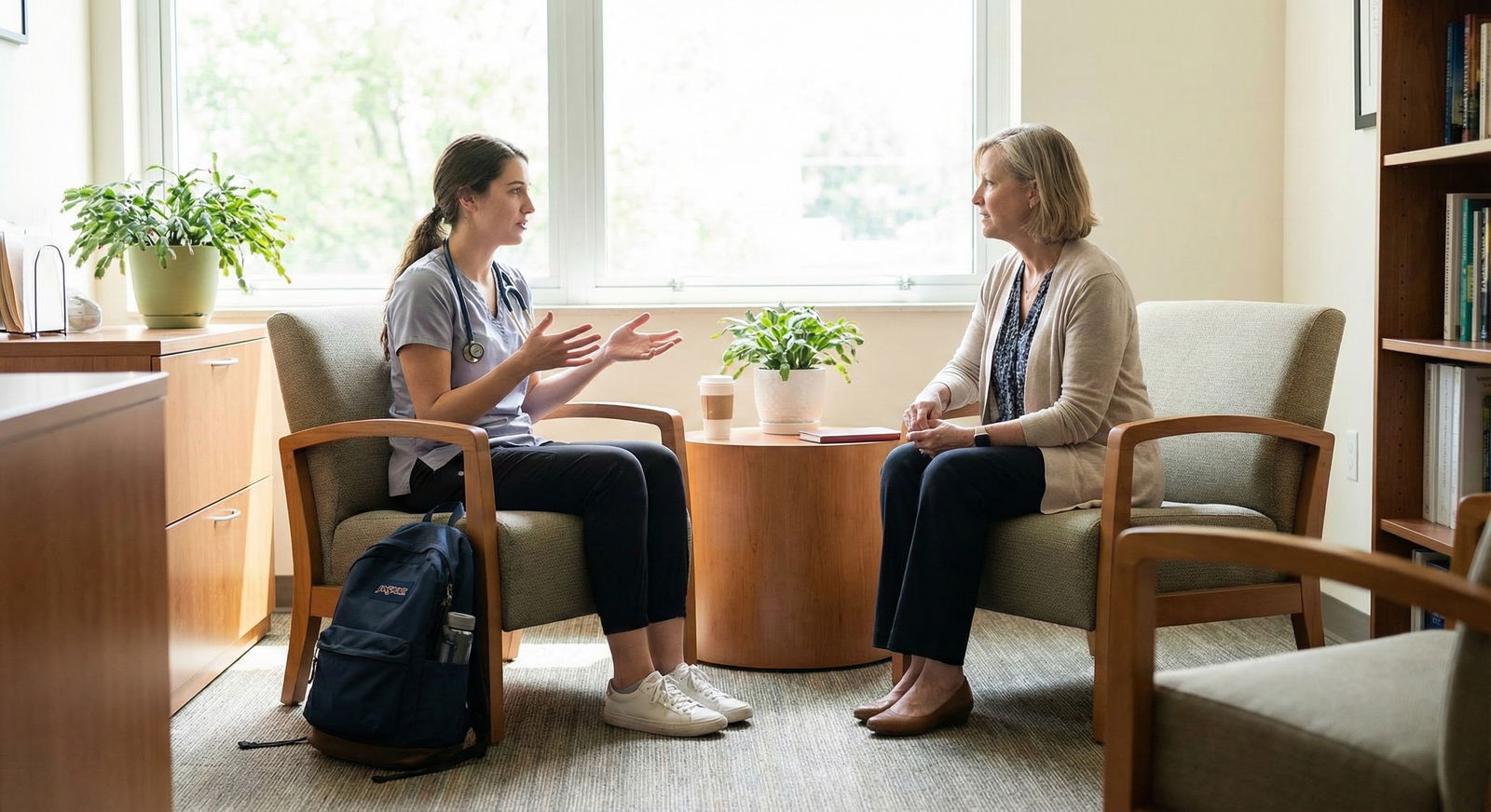Medical student meeting with campus mental health counselor -  for How Do I Know If My Test Anxiety Needs Professional Treatm