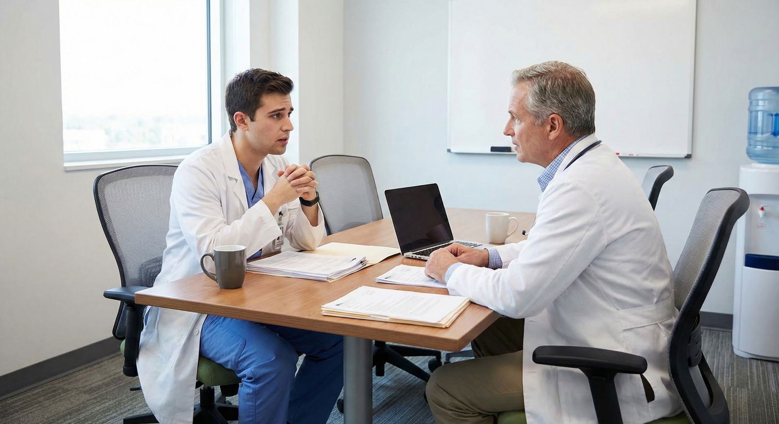 Medical student nervously meeting with an attending about a letter of recommendation -  for Is One Strong Gap Year Letter Eno