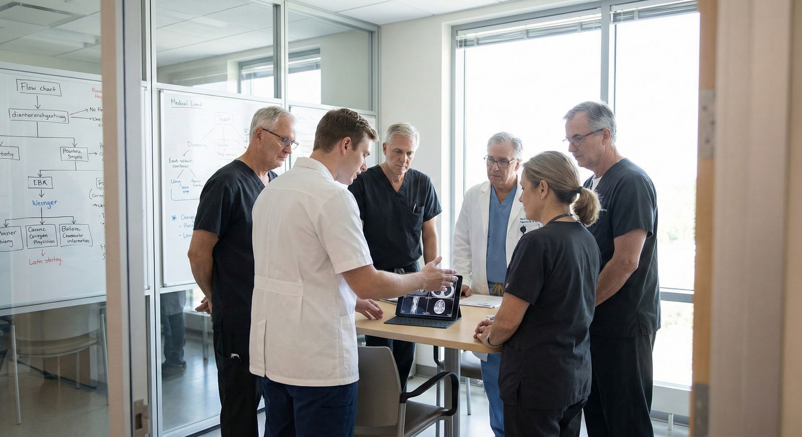 Medical student on away rotation in busy academic hospital hallway -  for Do Away Rotations Help More Than Extra Research Ele