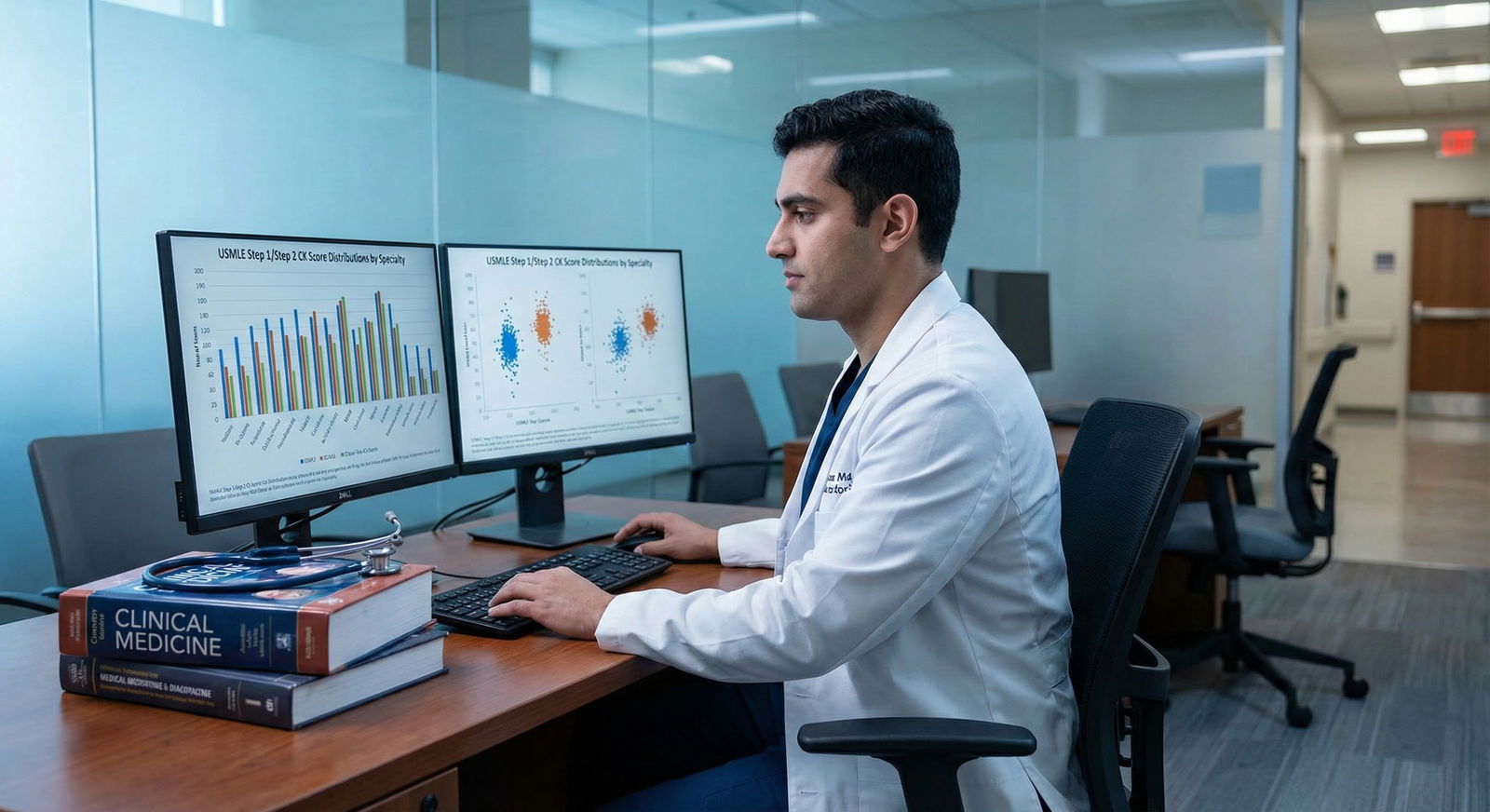 Medical student anxiously looking at laptop with exam score report on screen -  for Scared to Open Your Step 2 CK Score Repor