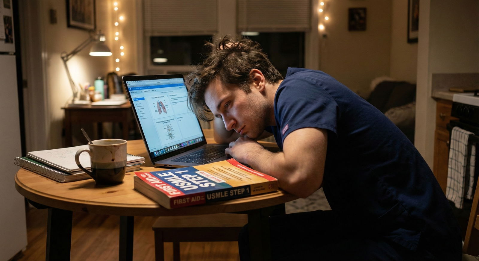 Minimalist distraction-free study setup for a medical student with ADHD -  for If You Have ADHD: Structuring Q-Banks and Book