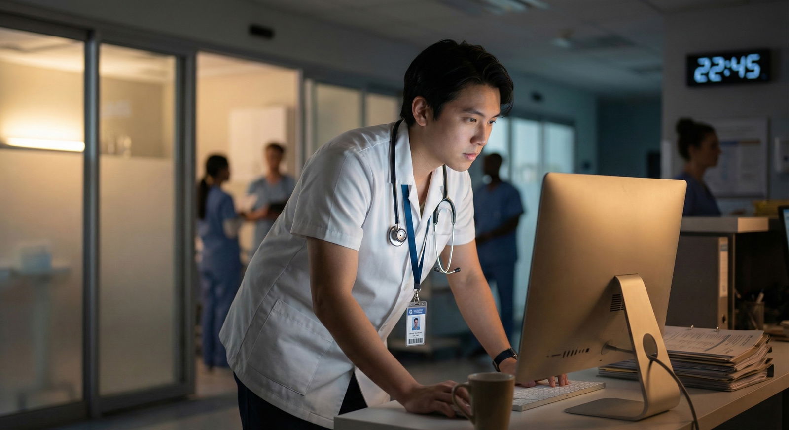 Medical student studying on hospital ward late evening Medical student studying on hospital ward late evening - for Salvaging a Weak Third‑Year: Strategic Clerkships to Do in MS4