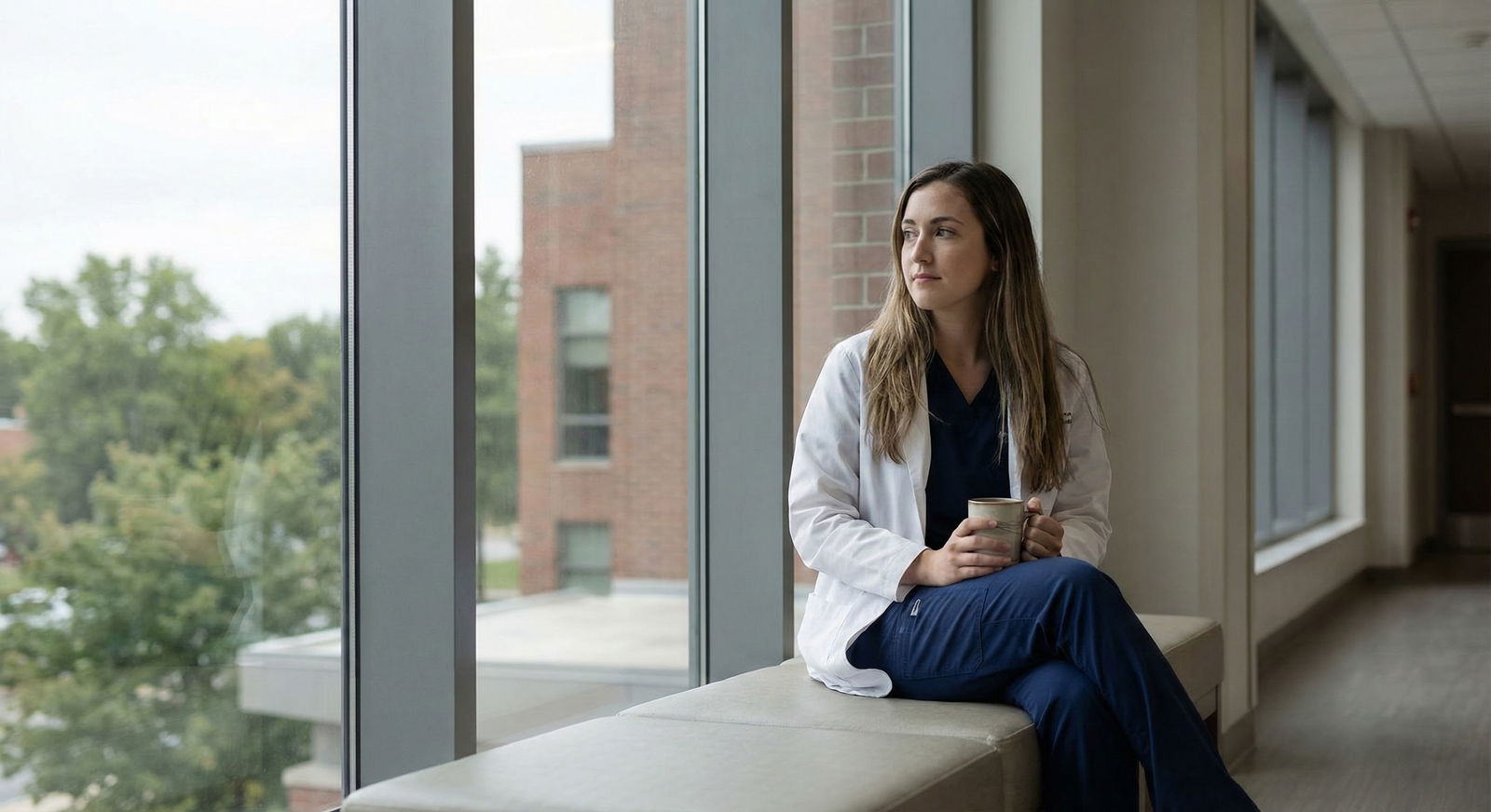 Medical student on hospital night shift looking exhausted -  for Longitudinal Trends: How Med Student Stress Levels Change by