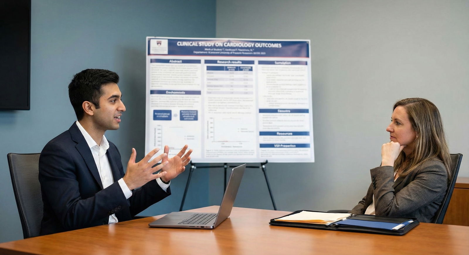 Residency interview panel listening to applicant describe research -  for How Honestly Should You Discuss Your Role in Group