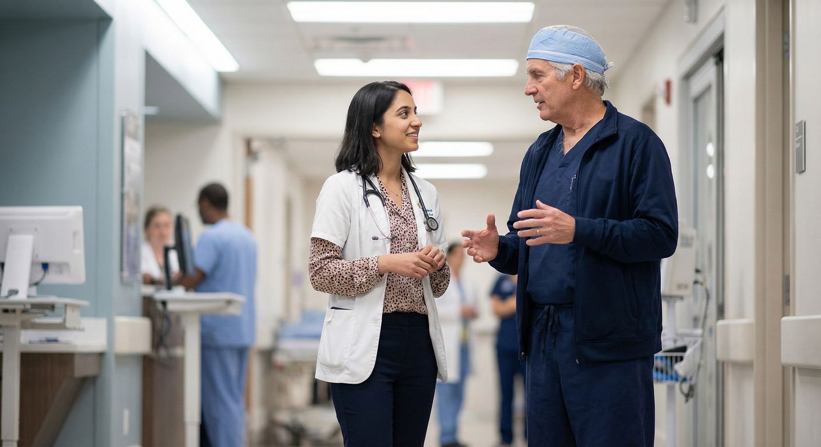 Surgical residents observing a case in a busy operating room -  for How to Evaluate a Program’s True Surgical Volume Before Y