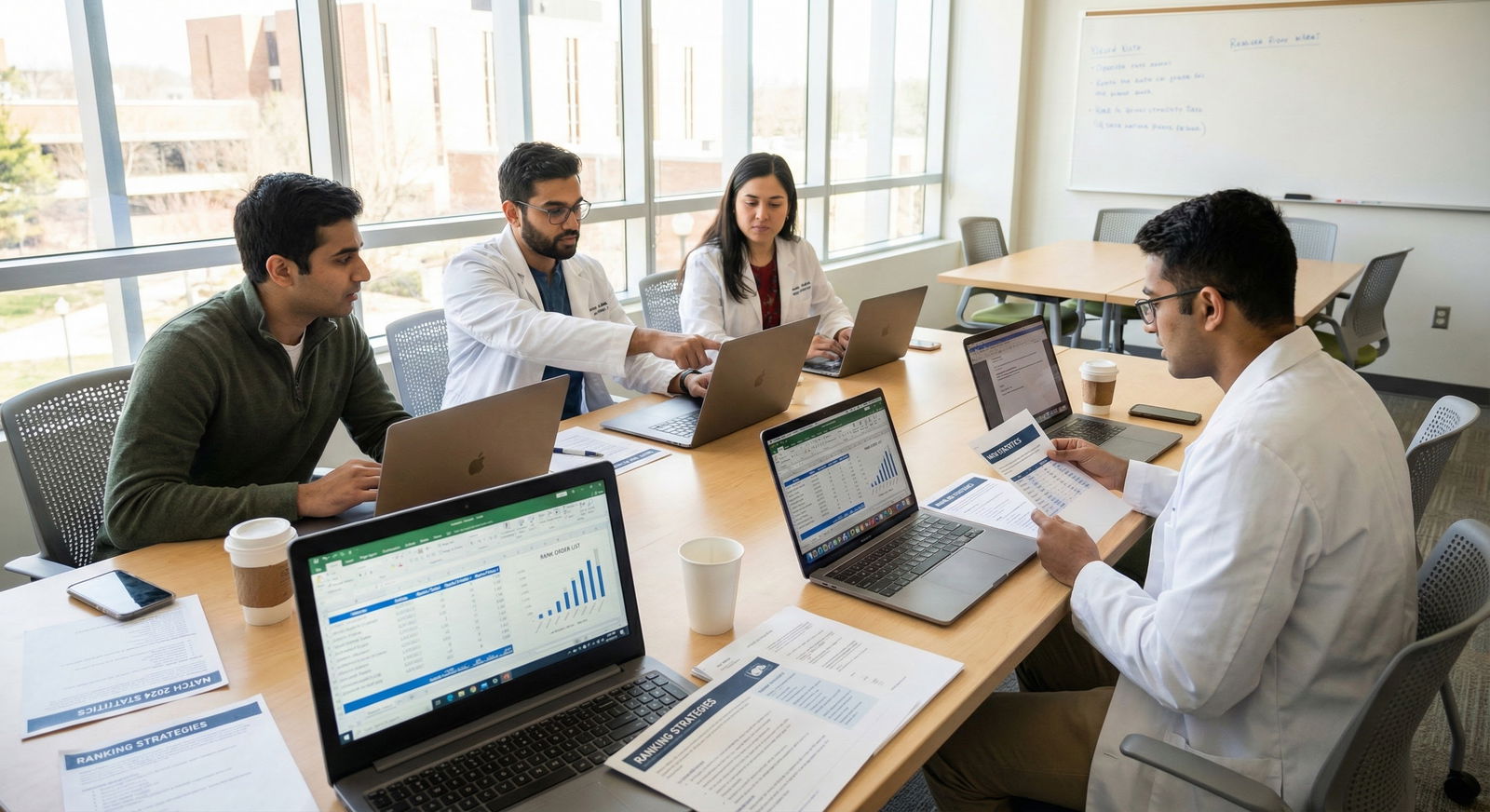 Medical resident organizing a relocation binder with documents and laptop -  for Preparing a Residency Relocation Binder Befo