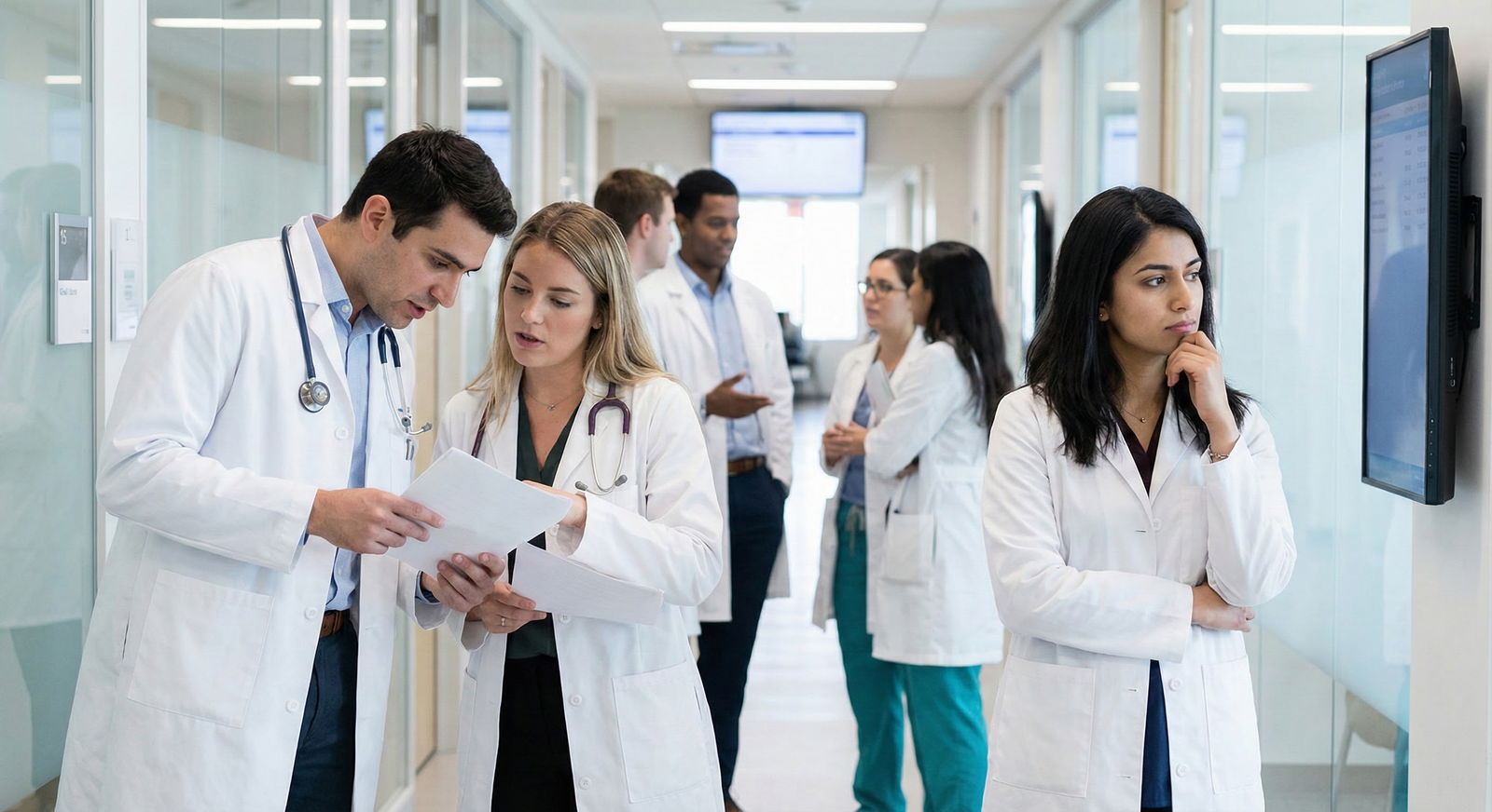 Medical student taking a short break alone in a hospital stairwell -  for How to Reset After an Attending Publicly Embarrasse