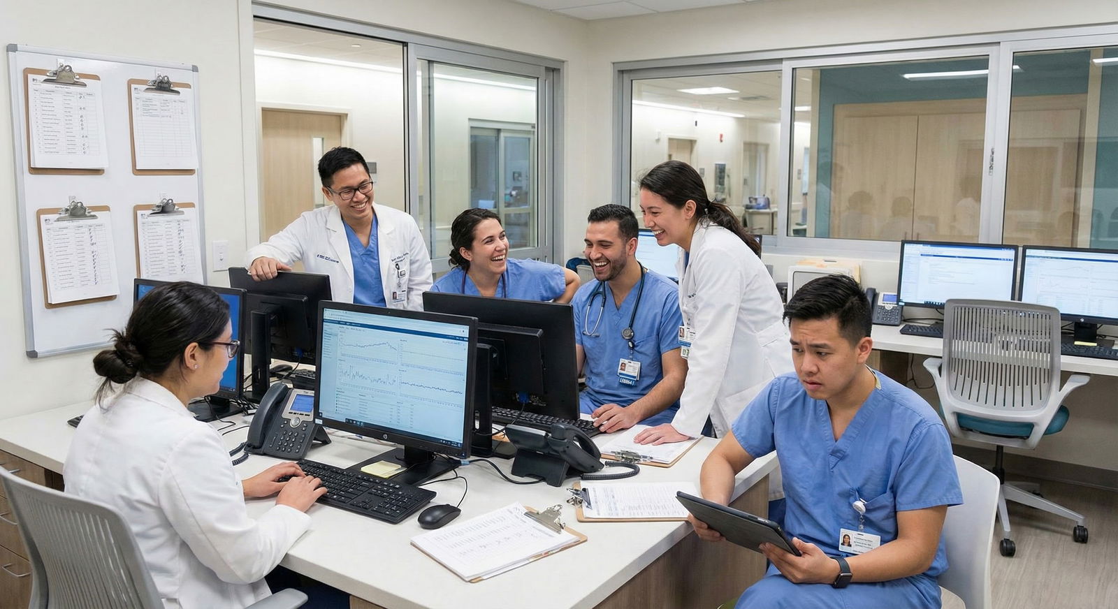 Medical team in a small workroom, one person looking uncomfortable -  for Terrified of Saying Something Inappropriate: How Sa