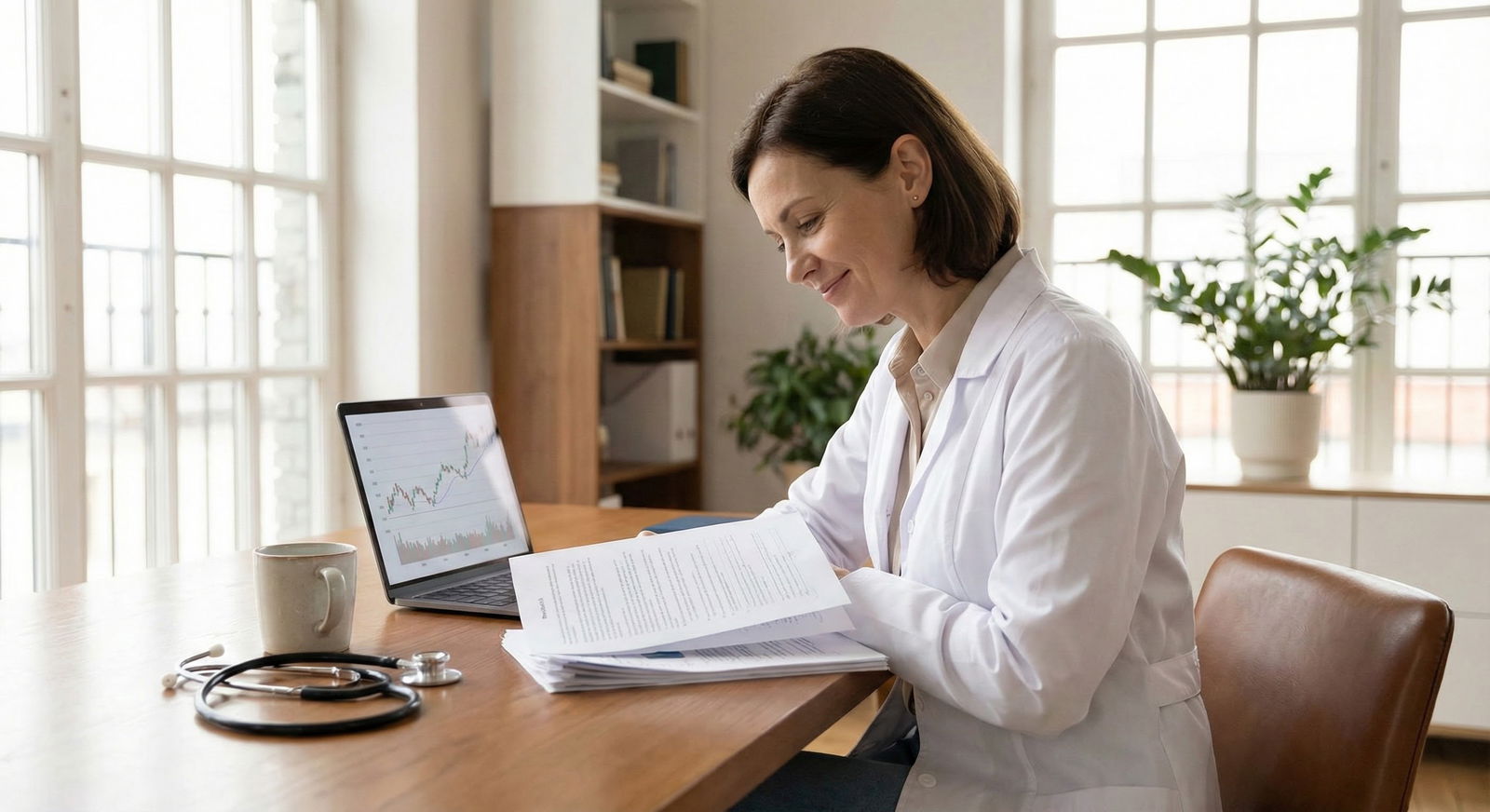 Retirement contribution calculator on physician's laptop -  for Using Mega Backdoor Roth Strategies in Hospital 403(b) Plans