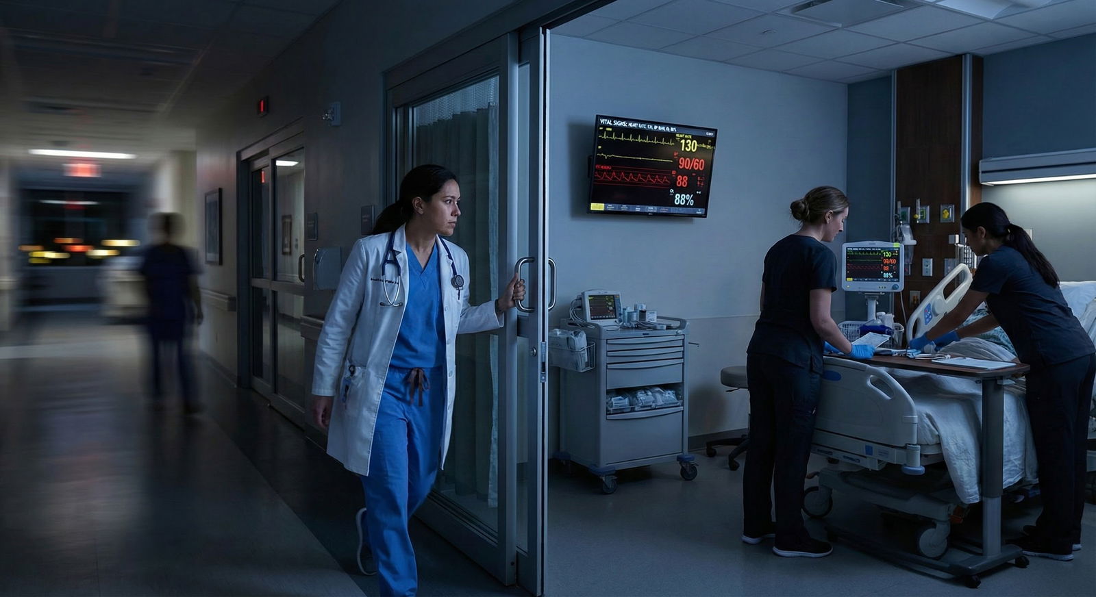 Resident resting briefly at a hospital workstation overnight -  for I’m Terrified of Night Float: How Bad Is the Fatigue Real