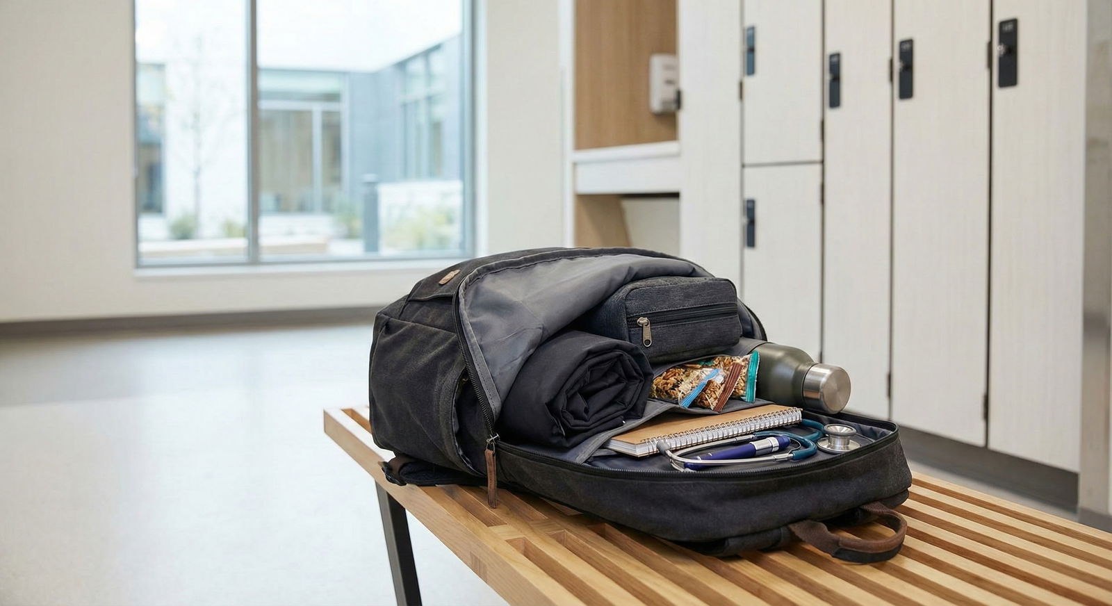 Open on-call backpack with clearly organized sections -  for What Should Be in Your On‑Call Bag? A Resident’s Packing Checkli