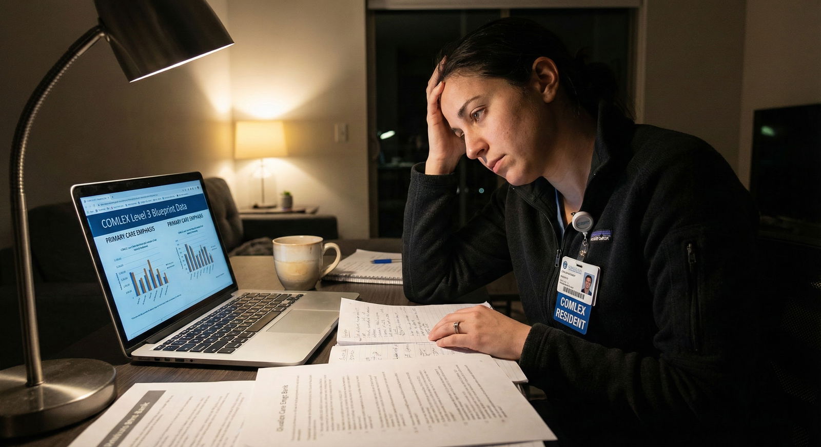 Resident studying using dual Q-banks on laptop and tablet -  for Do I Really Need a Separate Q-Bank for COMLEX Level 3?