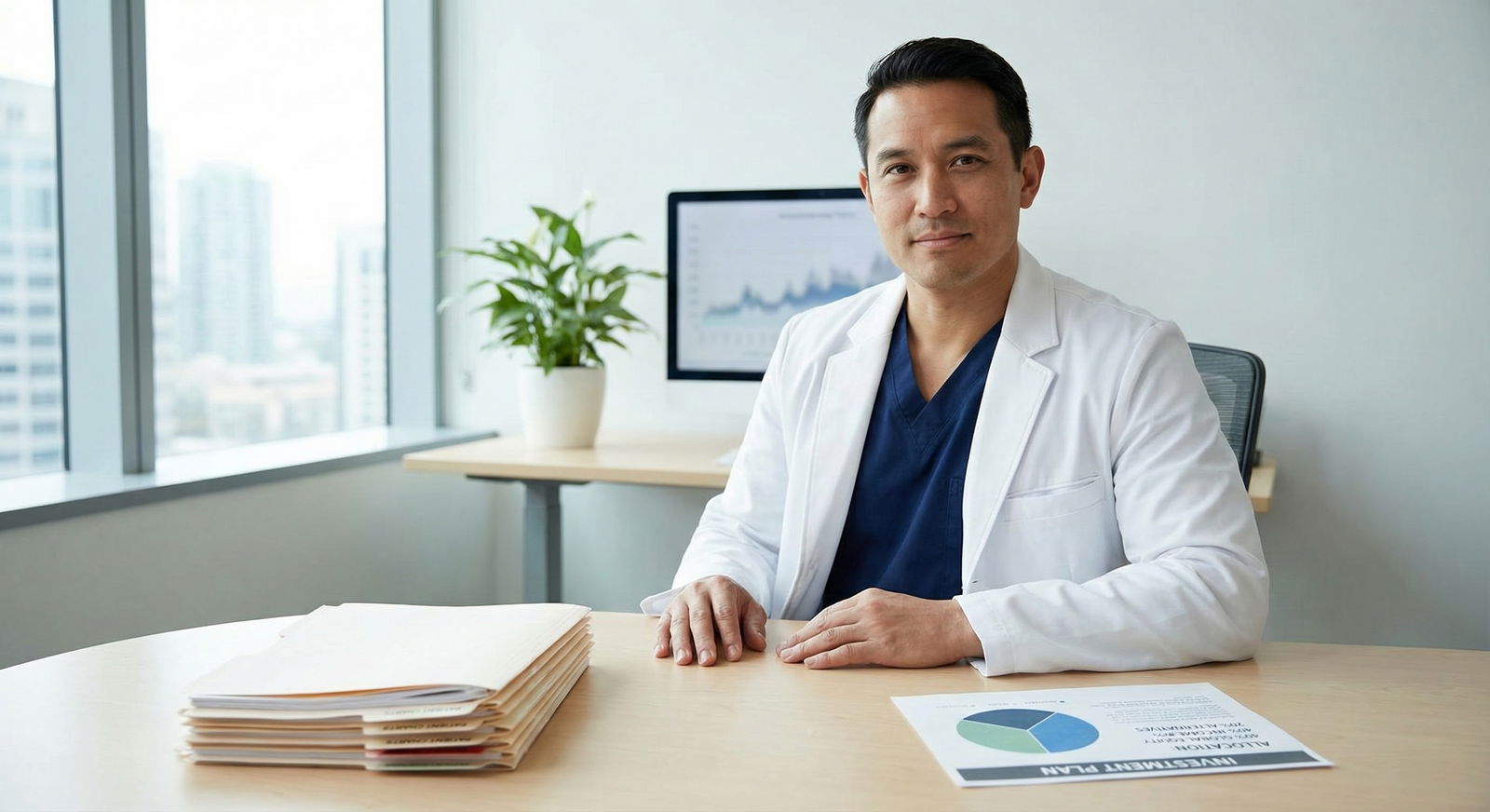 Young physician anxiously reviewing investment statements at kitchen table -  for Afraid of Making a ‘Wrong’ Investment Move?