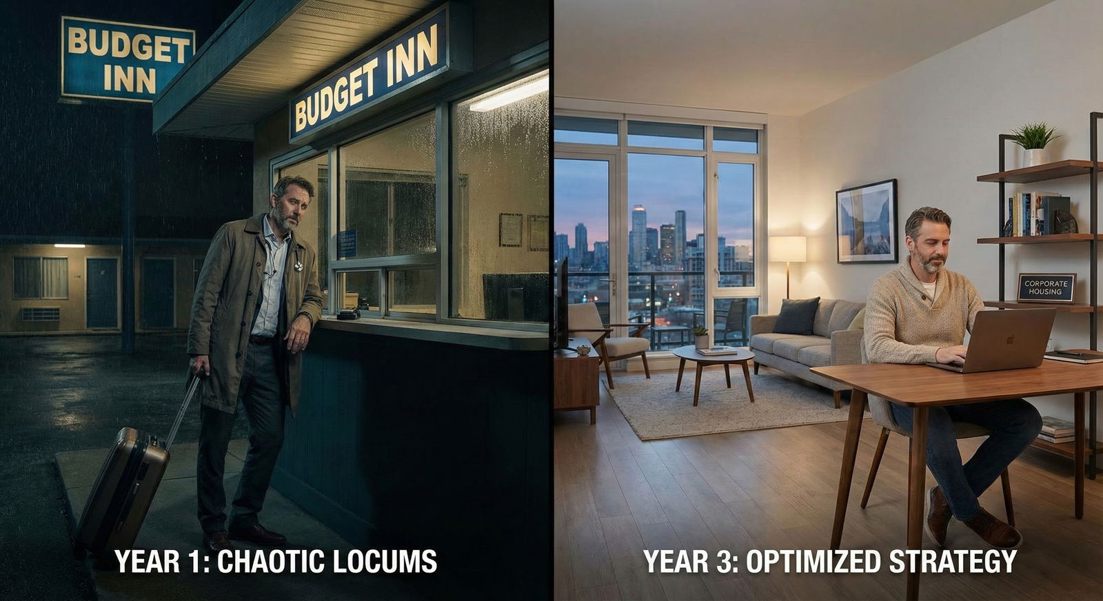 Physician comparing Year 1 and Year 3 locums experiences -  for Year 1 vs Year 3 in Locums: How Your Strategy Should Evolve O