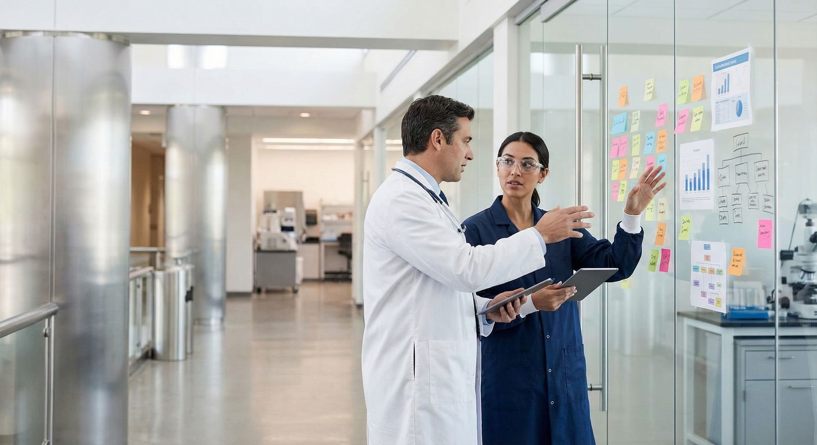 Physician discussing a clinical trial with a researcher -  for Do I Need Separate Networks for Clinical, Research, and Indust