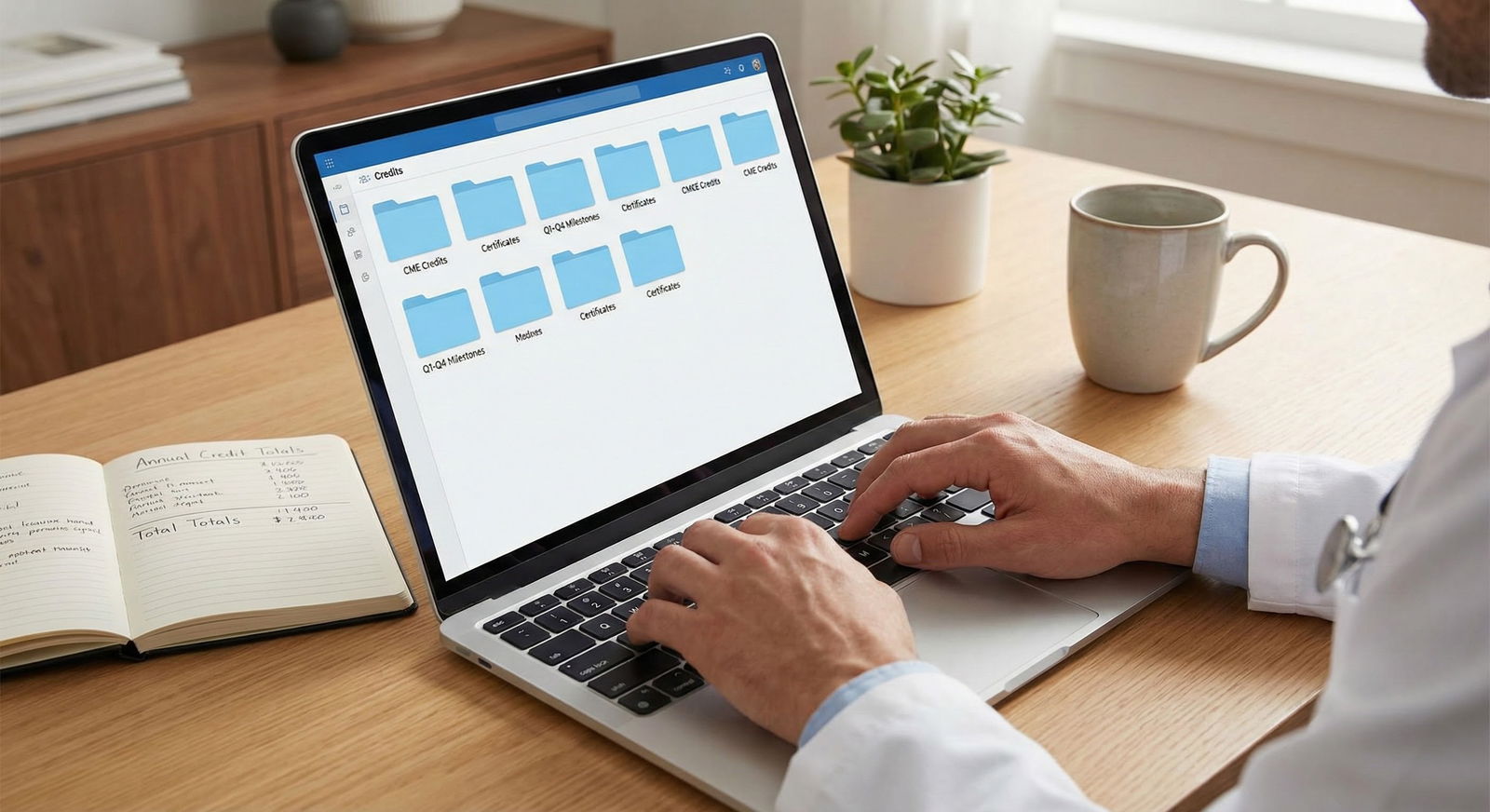 Digital dashboard showing organized CME records and summaries -  for What’s the Best Way to Store and Organize CME Certificat