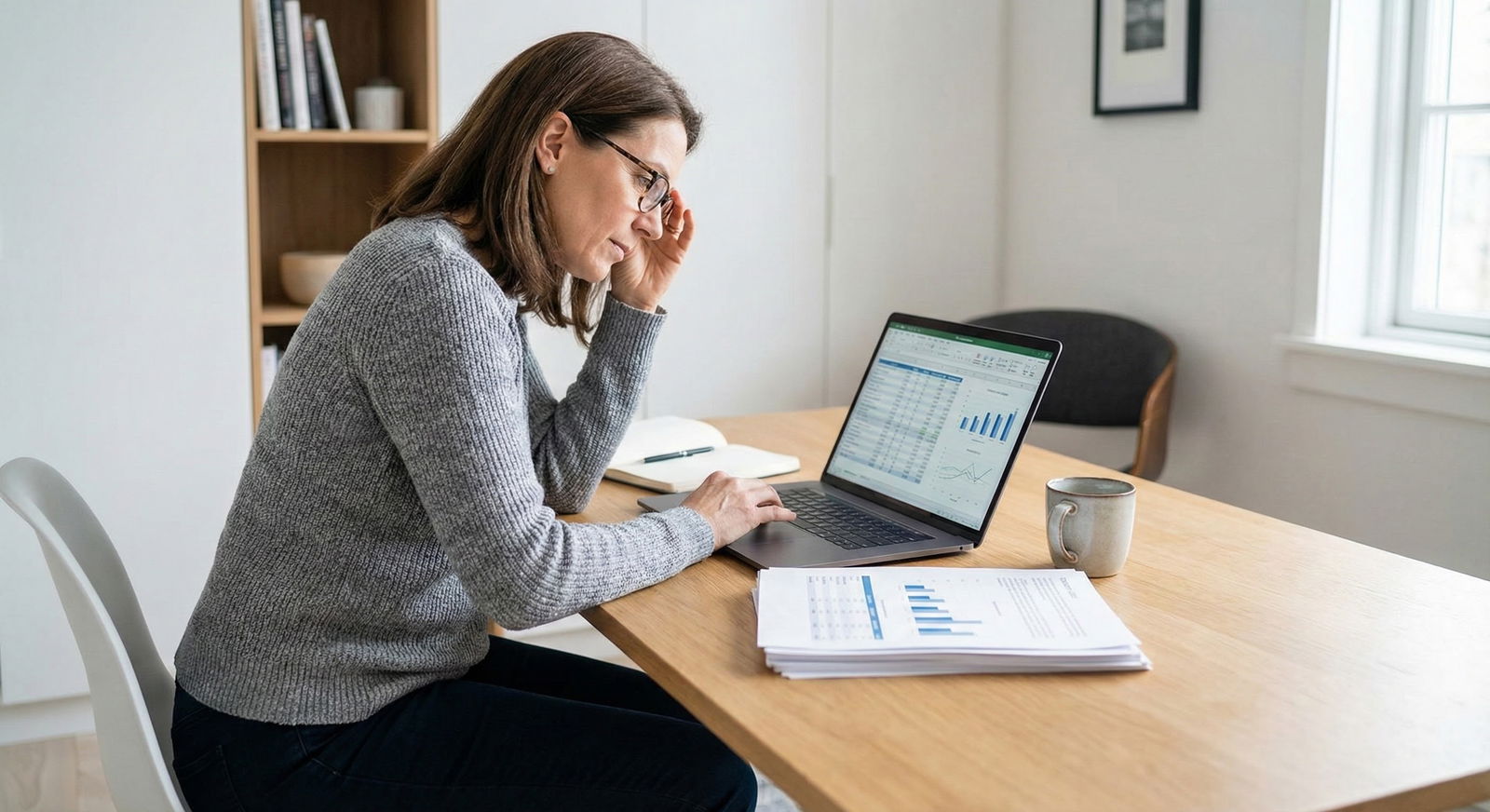 Physician reviewing financial reports in a home office Physician reviewing financial reports in a home office - for Preparing for Partnership: What to Accomplish in Years 1–3 Empl