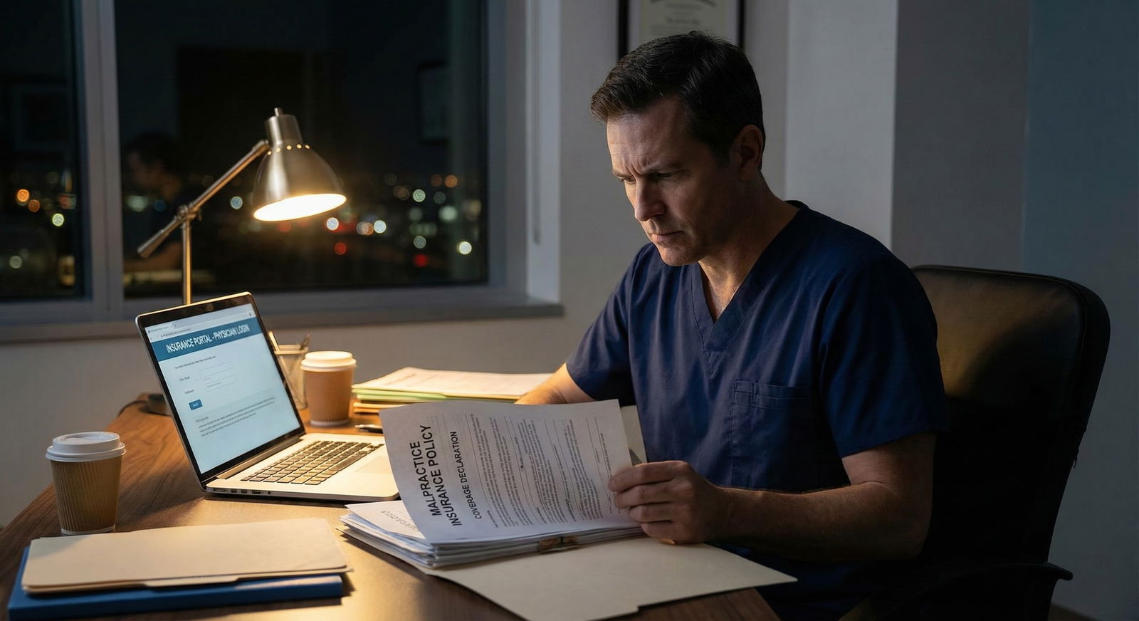 Resident physician anxiously reviewing legal paperwork after a malpractice notice related to moonlighting -  for What Happens