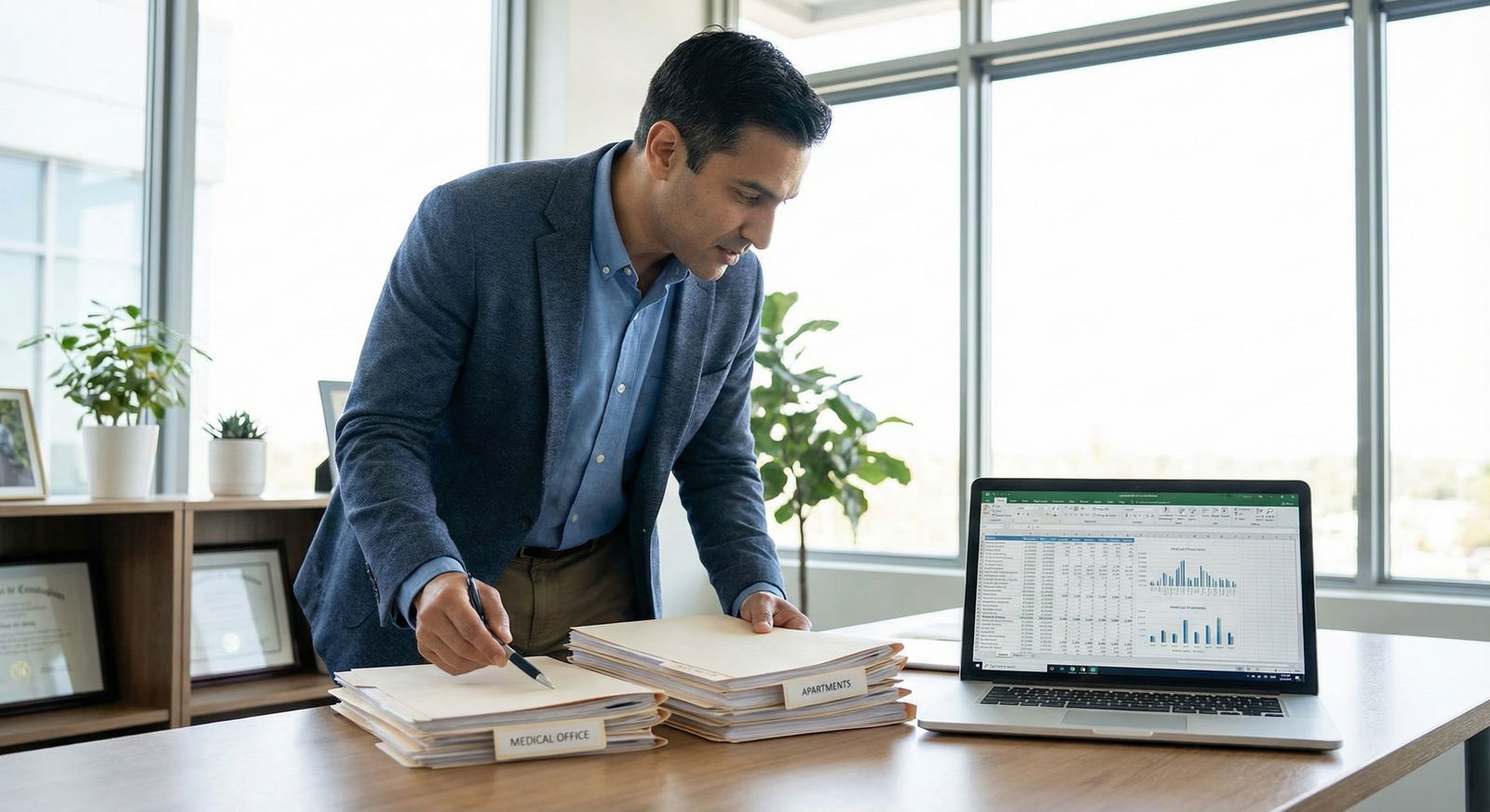 Physician reviewing a simple rental property plan with a property manager -  for What Happens If My Tenant Stops Paying and I