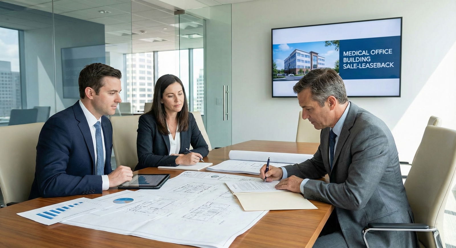 Physician signing sale-leaseback documents for medical office building -  for Triple-Net Leases for Physicians: CAM Charges,