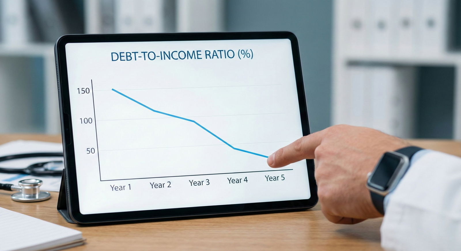 Physician tracking debt-to-income ratio progress -  for What’s a Healthy Debt-to-Income Ratio Target for Physicians Post-Trai