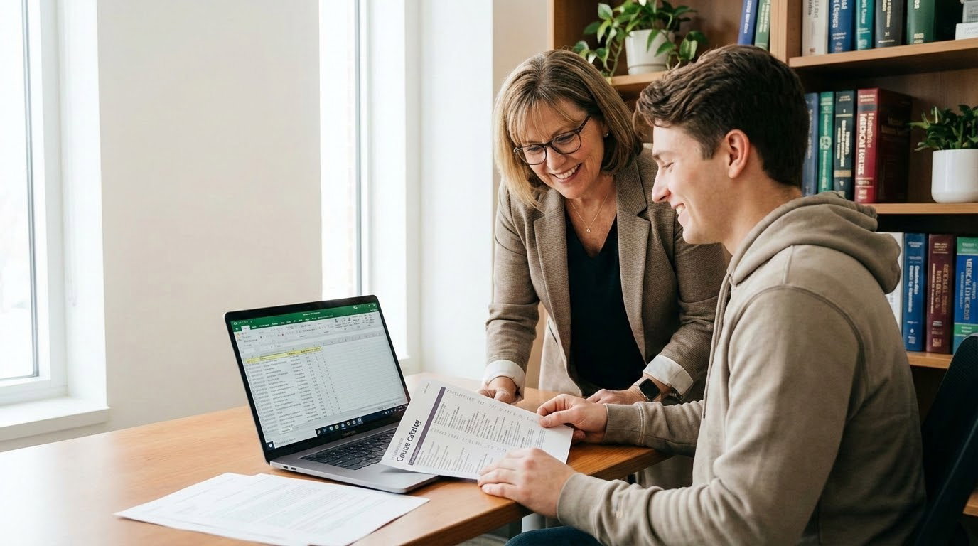 Faculty Reviewing a Premed Transcript