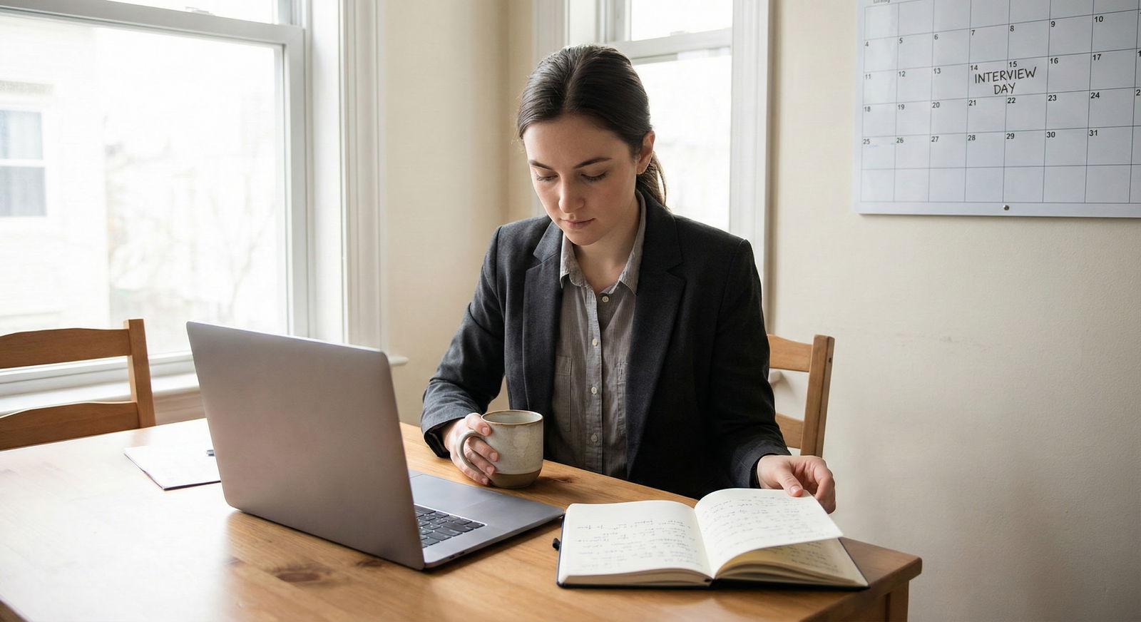 Residency applicant calmly preparing on the morning of interviews -  for Eight Weeks Before Interviews: Behavioral Question P