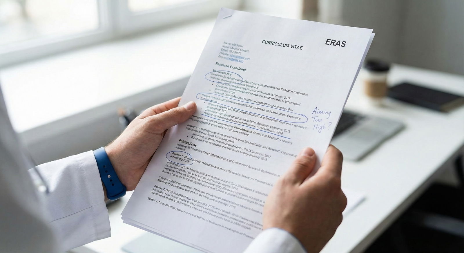 Residency applicant highlighting parts of their ERAS CV with concern Residency applicant highlighting parts of their ERAS CV with concern - for Anxiety Check: Am I Aiming Too High with My Prefe