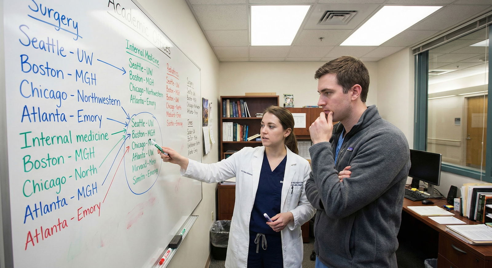 Medical student couple planning residency applications together at a desk -  for Pre-ERAS Summer: Building a Joint Applicatio