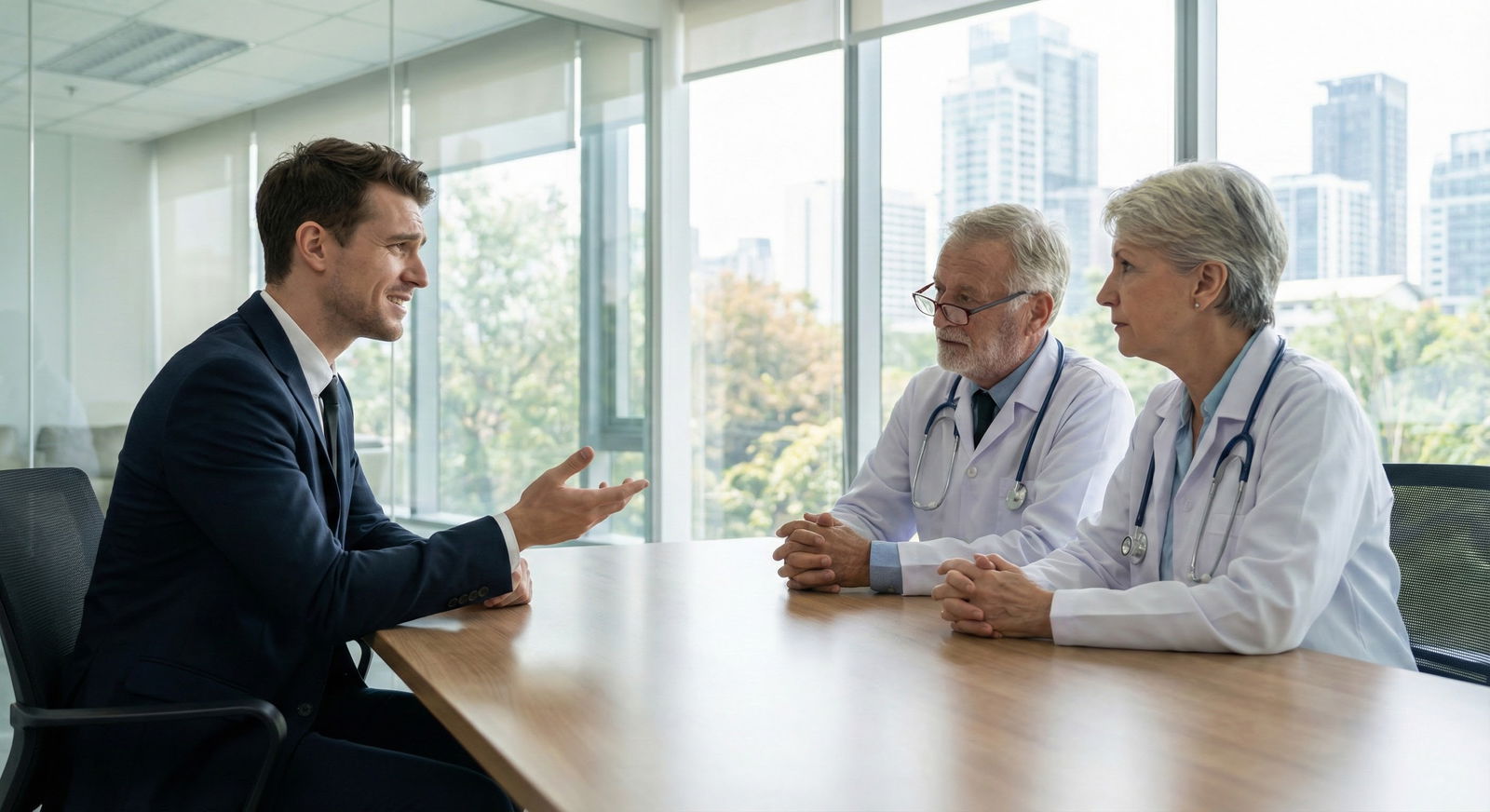 Residency interview in hospital conference room -  for Is It Better to Admit You Don’t Know an Answer in Residency Interviews