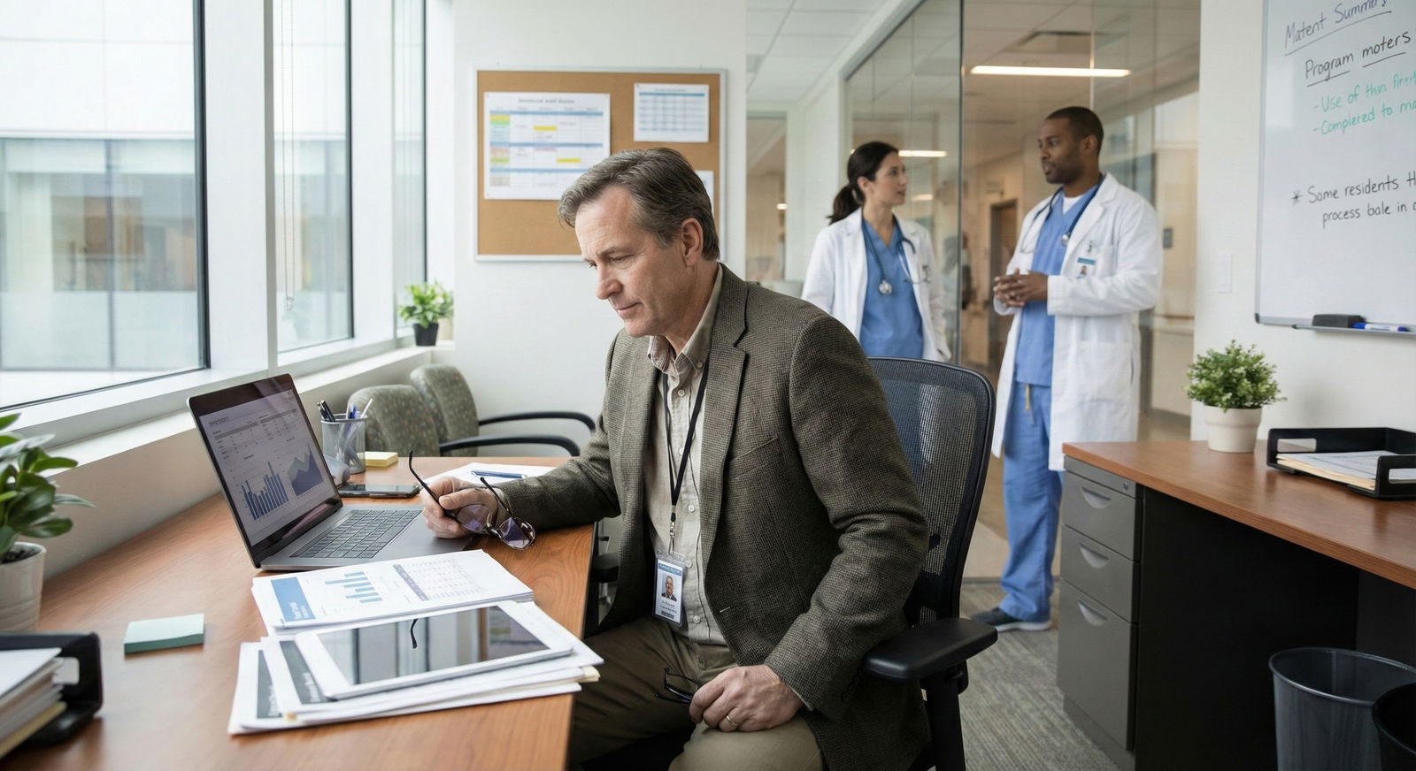 Residency program director reviewing performance data and behavioral evaluations -  for Which Behavioral Traits Correlate Wit