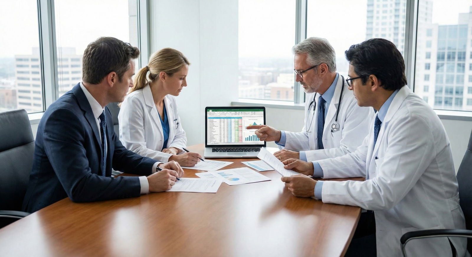 Resident leaving a hospital conference room after a difficult residency interview day -  for Follow-Up Strategy When You Real