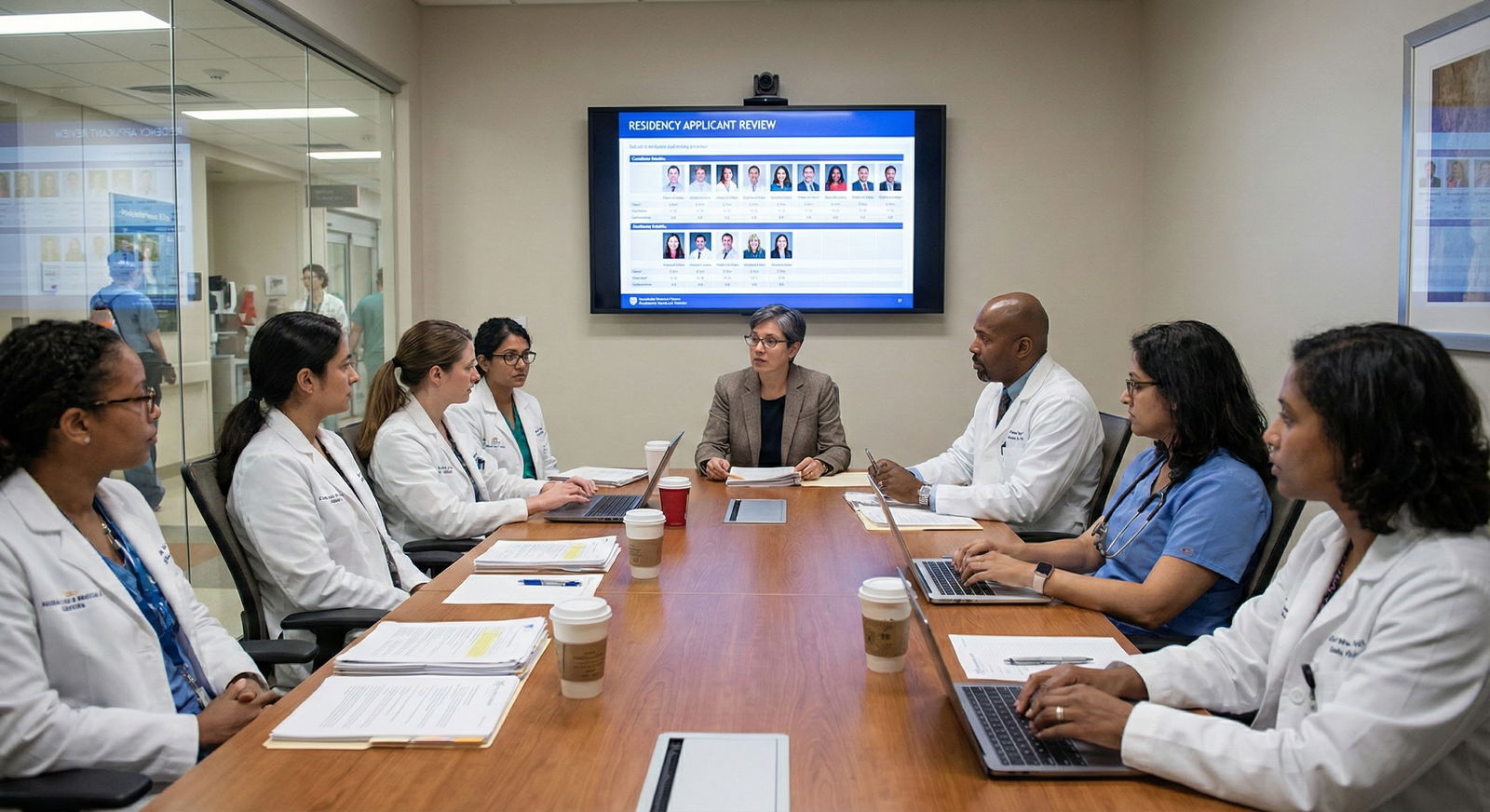 IMG reviewing NRMP Program Director Survey data on laptop -  for How IMGs Should Decode and Use NRMP Program Director Survey