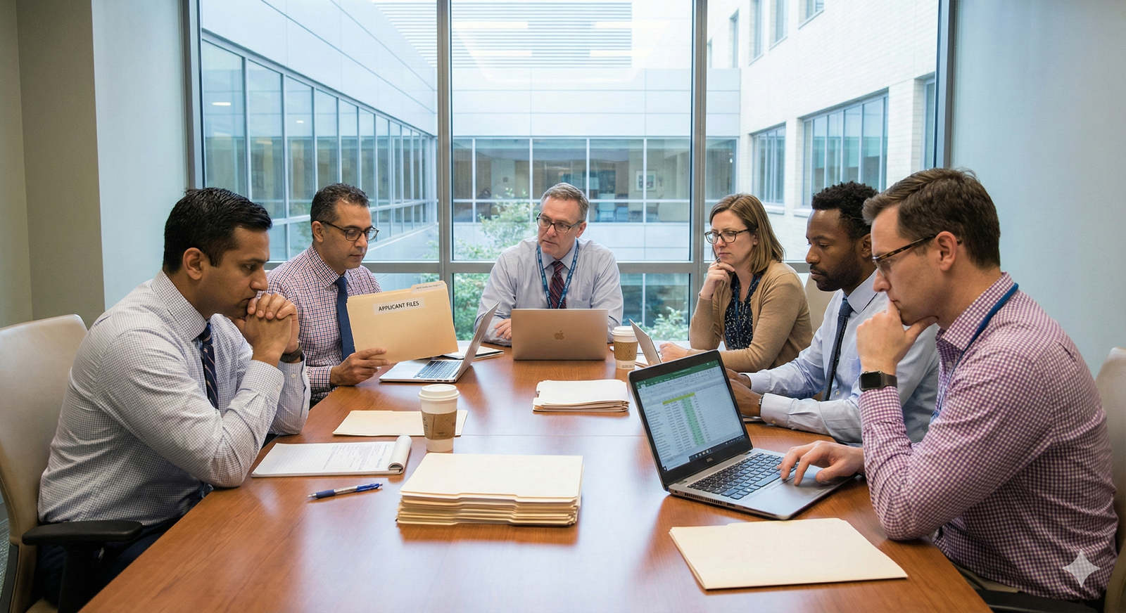 Residency selection committee in a rank meeting Residency selection committee in a rank meeting - for Behind Closed Doors: How One Bad Answer Can Be Salvaged by Faculty