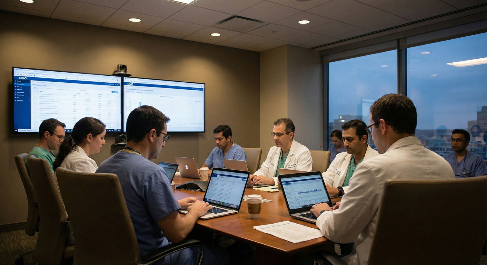 Medical resident reviewing deadlines on a laptop -  for Residency Application Season: Key Deadlines in the New Testing Order