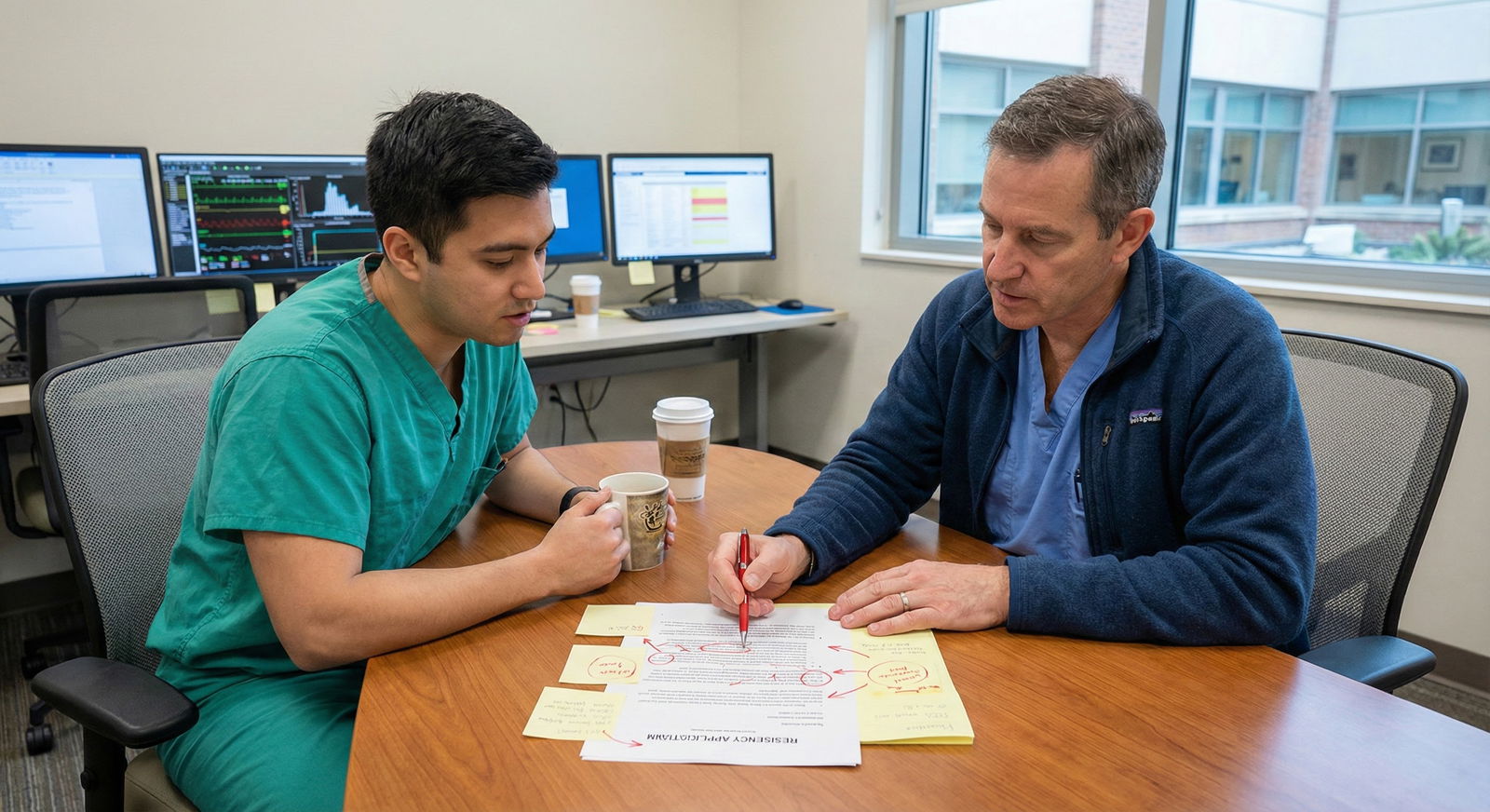 Resident advisor pointing out errors on a SOAP application draft -  for Using Prior Rotations to Justify a New Specialty Focu