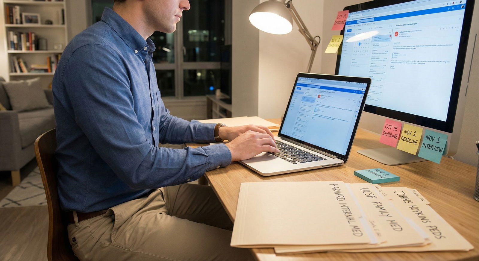 Medical student tracking residency interviews and thank-you emails on a checklist -  for The Night After Your Interview: Draf