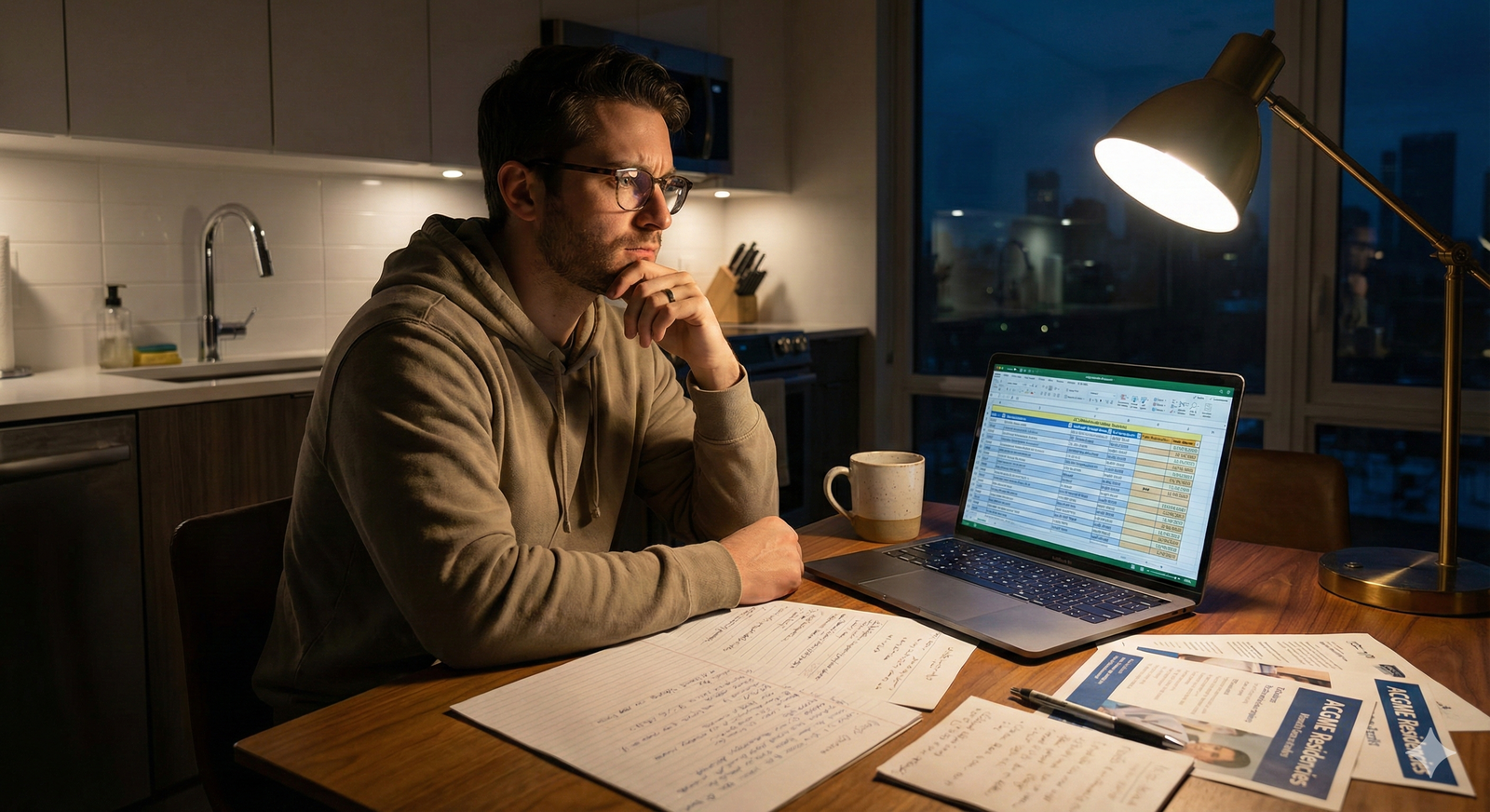 Resident applicant reviewing notes and building residency rank list on laptop -  for ERAS Season for DOs: Week-by-Week Applic