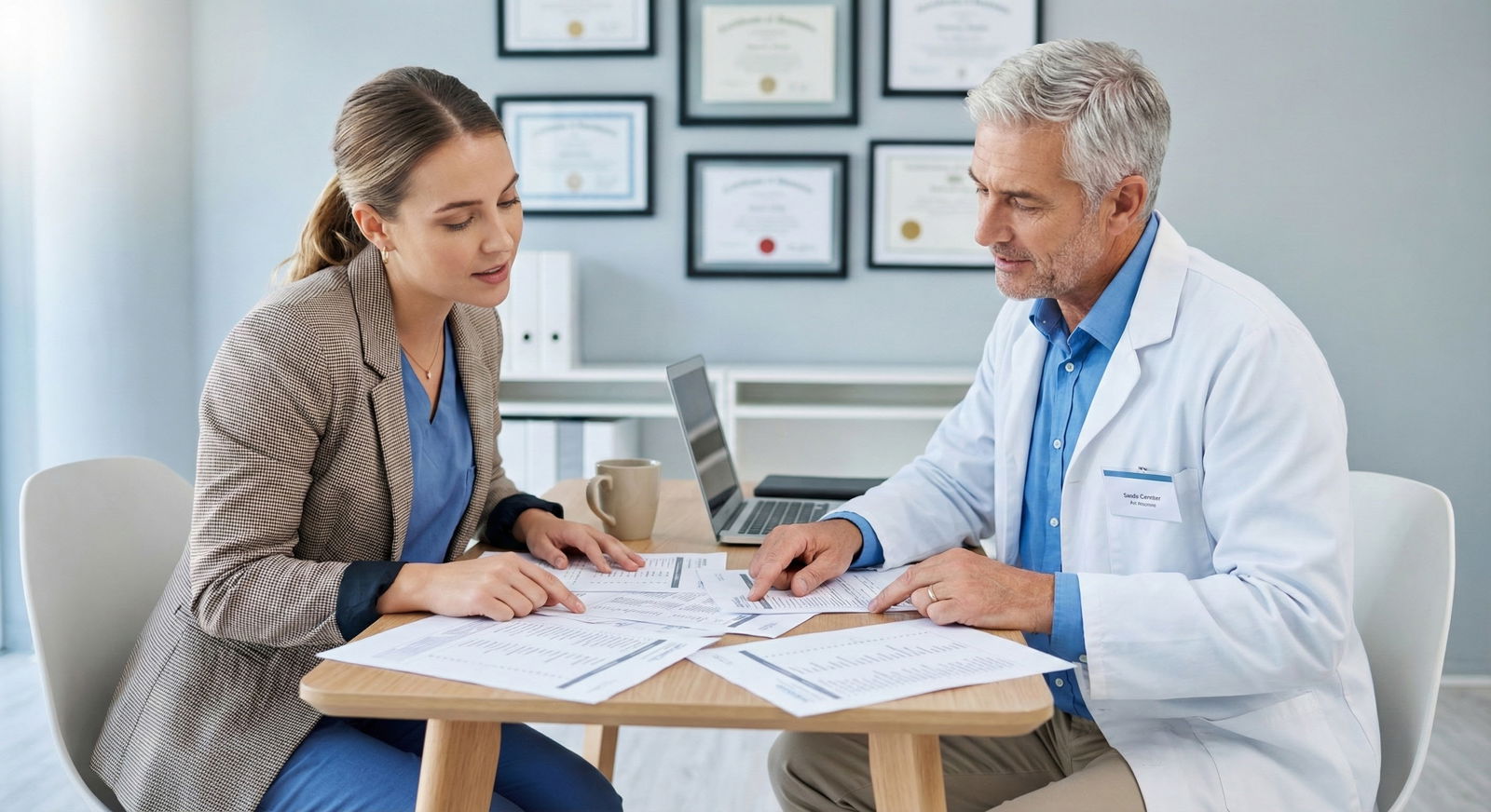 Resident applicant reviewing printed rank list with mentor -  for Post‑Interview Month: Timing Rank List Decisions Without Co