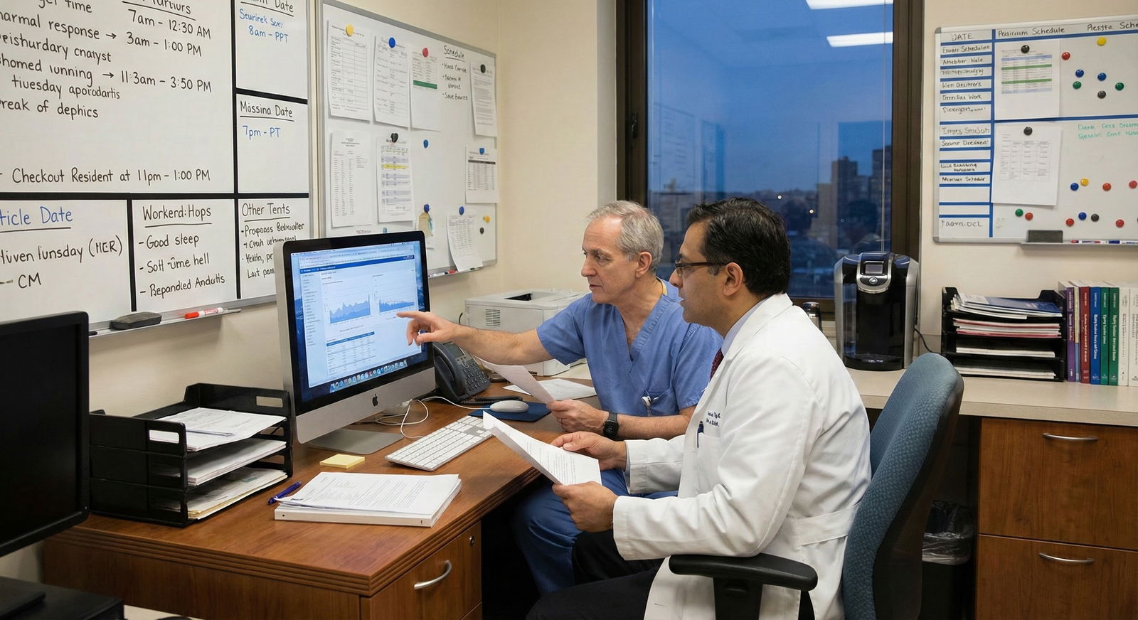 Resident physician discussing evaluation with attending -  for If You Took Extended Leave: Explaining Gaps Through Strong LOR