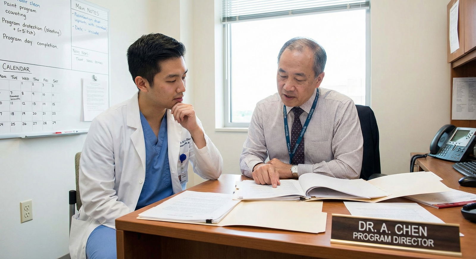 Resident debriefing with program director in office -  for Unmatched After a Prelim Year: Turning a Dead End Into a New Path