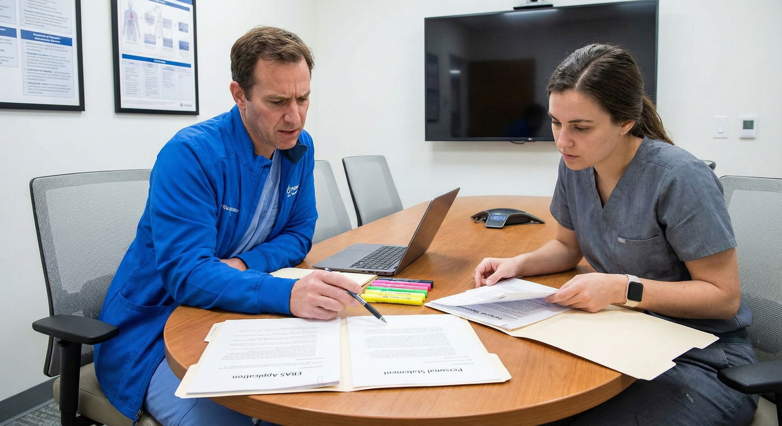 Resident discussing application strategy with mentor Resident discussing application strategy with mentor - for Should I Explain Every Weakness in ERAS? When Silence Is Better