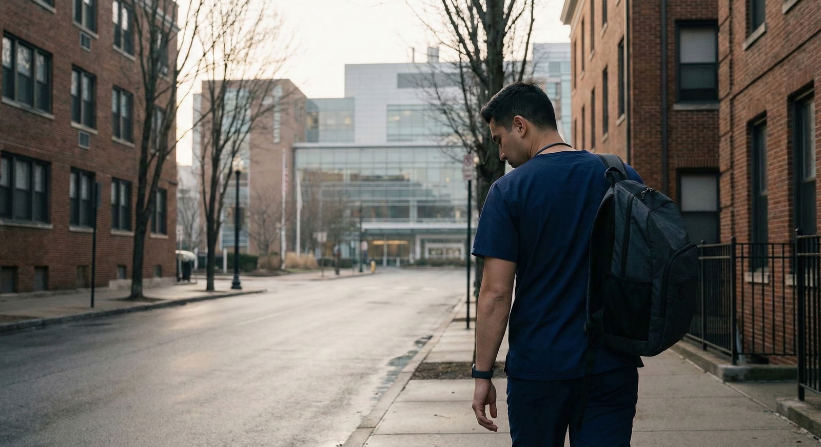 Resident doctor commuting through city near training hospital -  for Under‑Ranking Community Programs: Long‑Term Career Mista